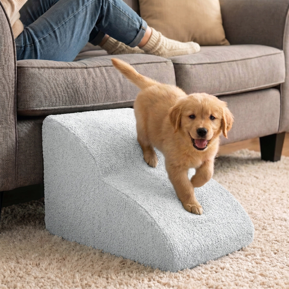 STAIRS CLOUD FOR CAT DOG STAIRS PLATFORM 2 DEGREES 30 CM BOUCLE CREAM Packaging status original
