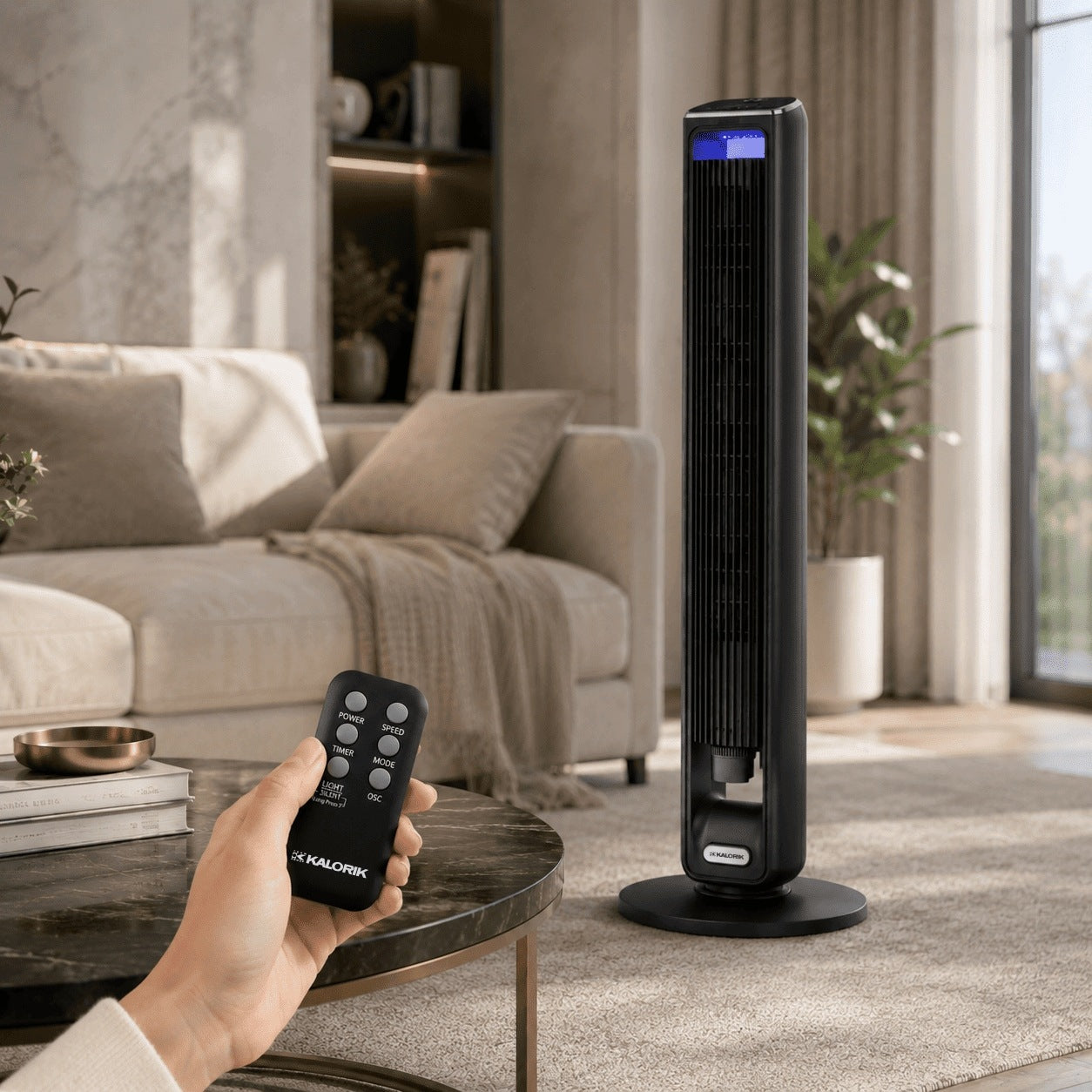 STANDING FAN COLUMN FLOOR AROMATHERAPY WINDMILL QUIET POWERFUL 55W Brand Kalorik