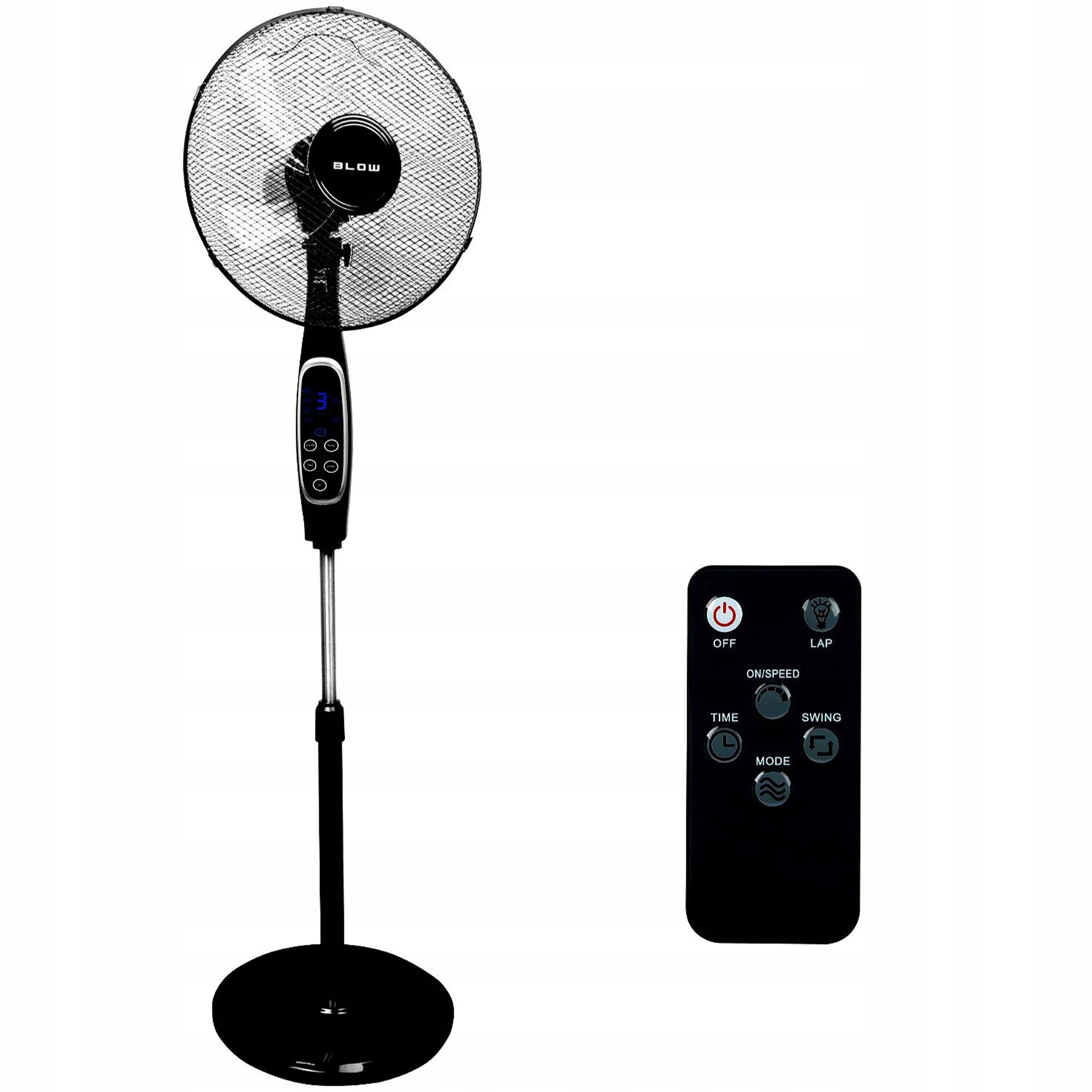 STANDING FAN FLOOR FAN QUIET POWERFUL 3 MODES FOR HOME 60W REMOTE CONTROL Functions automatic oscillation tilt angle adjustment height adjustment timer