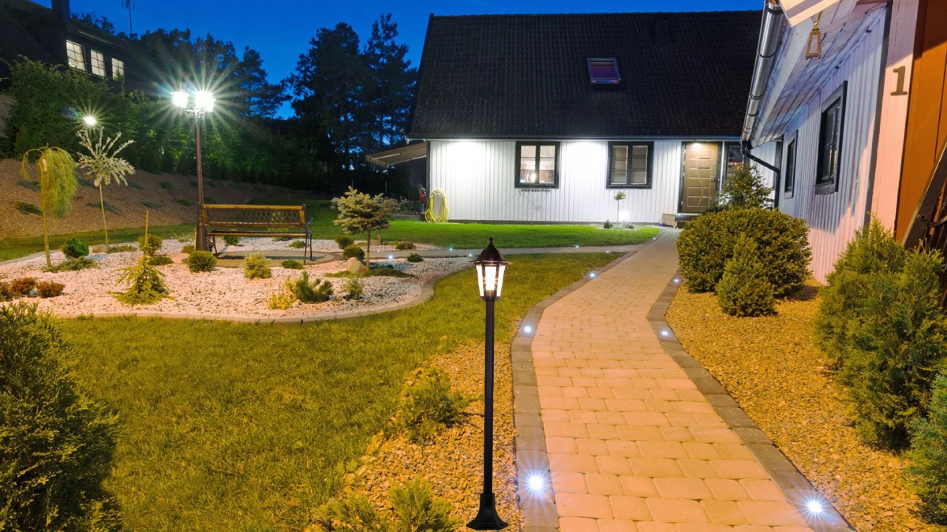 STANDING LAMP LANTERN OUTDOOR FOR LED GARDEN POST E27 BLACK 120cm Collection ERANO
