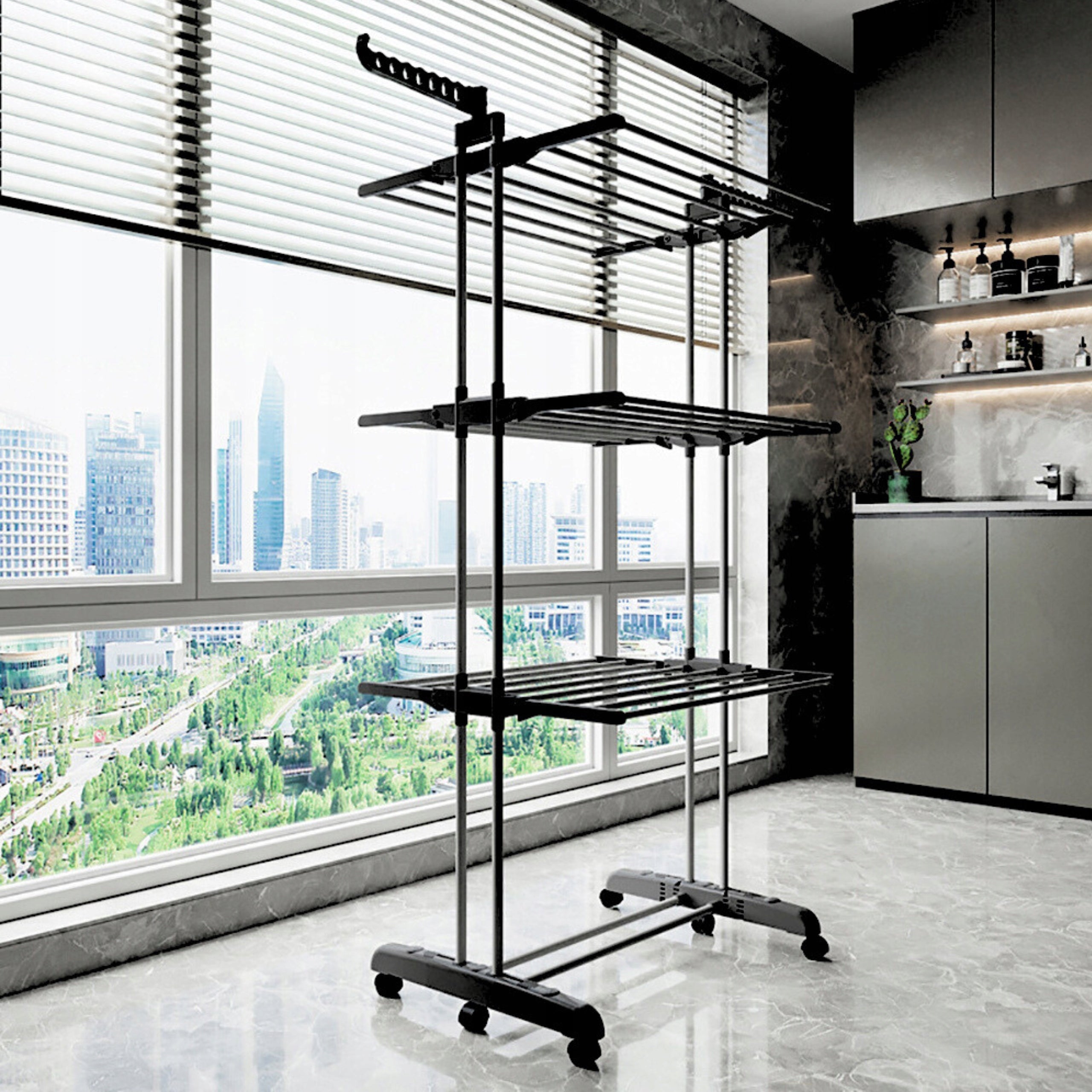 STANDING VERTICAL LAUNDRY DRYER FOLDING BLACK FOR LAUNDRY CLOTHES XXL Product weight with unit packaging 3.5 kg