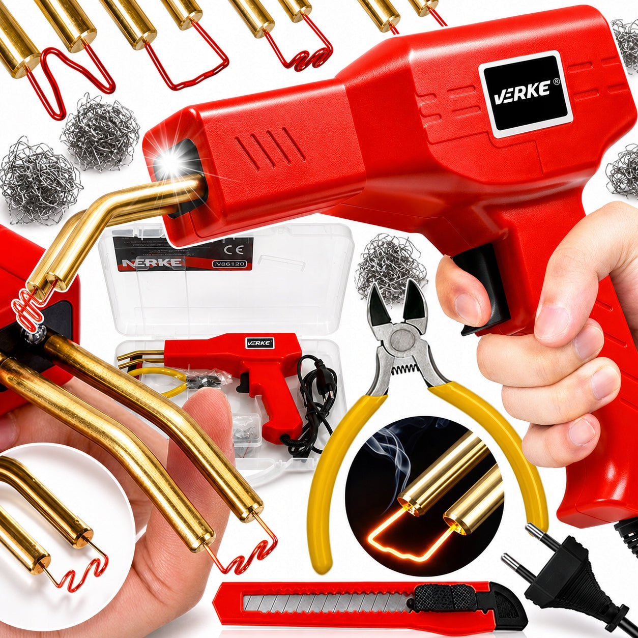 STAPLER FOR PLASTIC WELDER STAPLER PLASTIC SOLDERING IRON SET + 200PCS