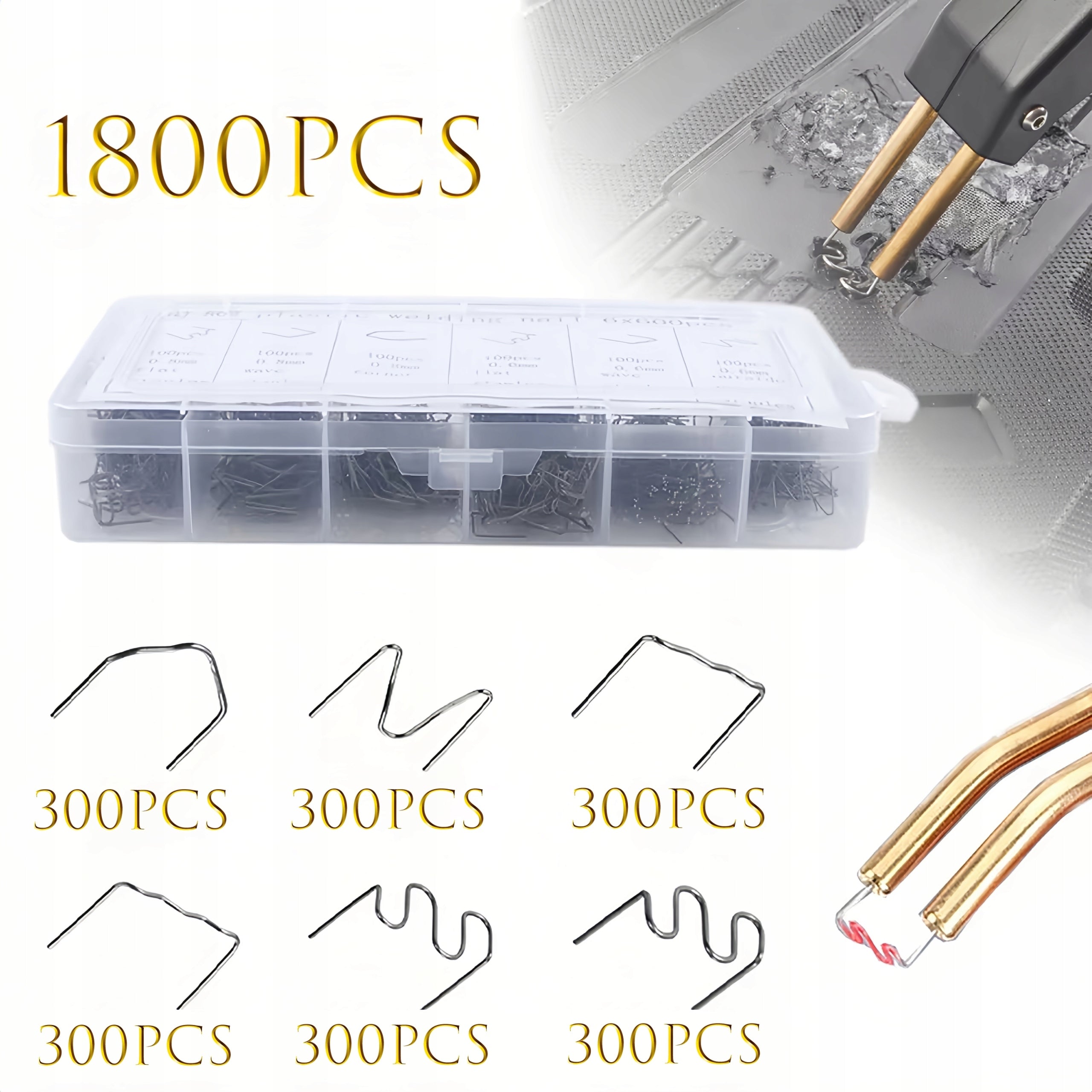 STAPLES FOR PLASTIC WELDING MACHINE SET 1800PCS 6 types+Etui,UPGRADED VERSION Manufacturer code Official-PolMart 1800SZT