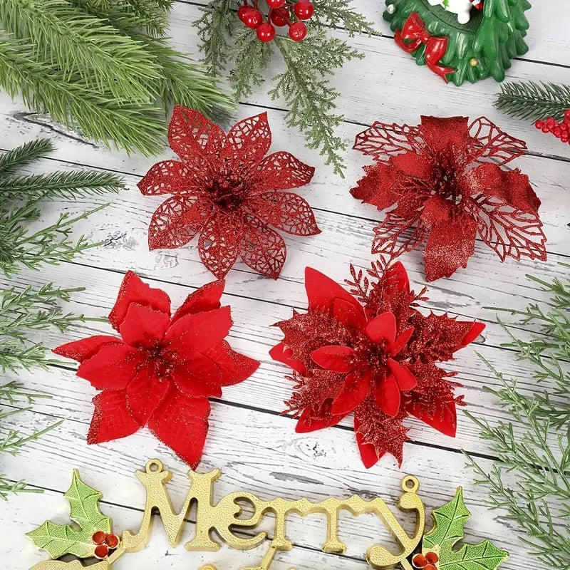 STAR OF BETHLEHEM FOR CHRISTMAS TREE REED ORNAMENT CHRISTMAS RED 24PCS Manufacturer code GWIAZDA BETLEJEMSKA POINSECJA SZTUCZNA KWIATY