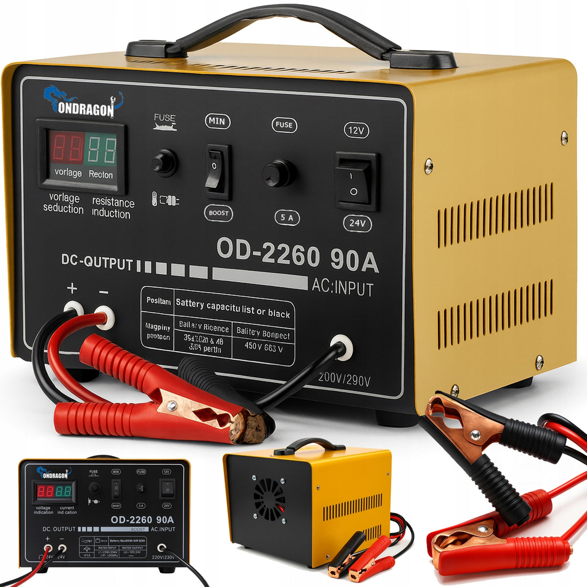 START 12/24V CAR RECTIFIER WITH START FOR CHARGING POWER 90A LCD
