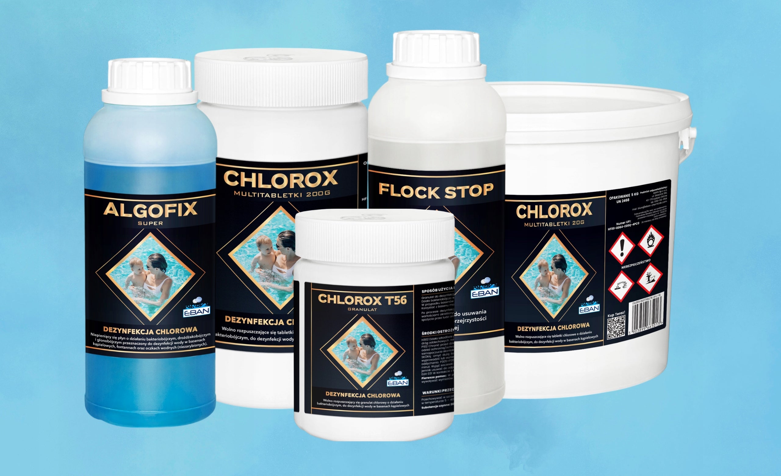 STARTER KIT 5in1 POOL CHEMISTRY FOR POOL CHLOR ALGOFIX FLOCK PH TESTER Weight 5 kg