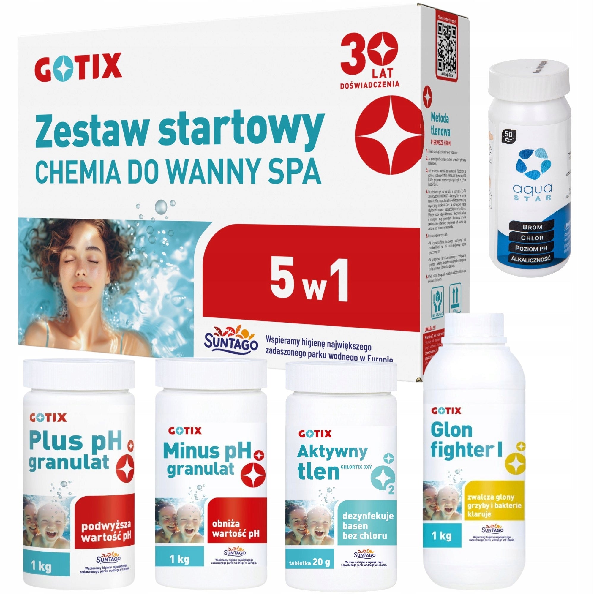 STARTER KIT CHLORINE CHEMISTRY JACUZZI BATH SPA POOL ACTIVE OXYGEN PH ALGAE Packaging status original