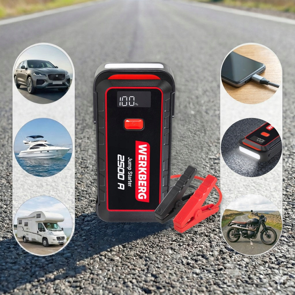 STARTING DEVICE POWERBANK Booster 2500A 25800 mAh WERKBERG Manufacturer code MTP007246