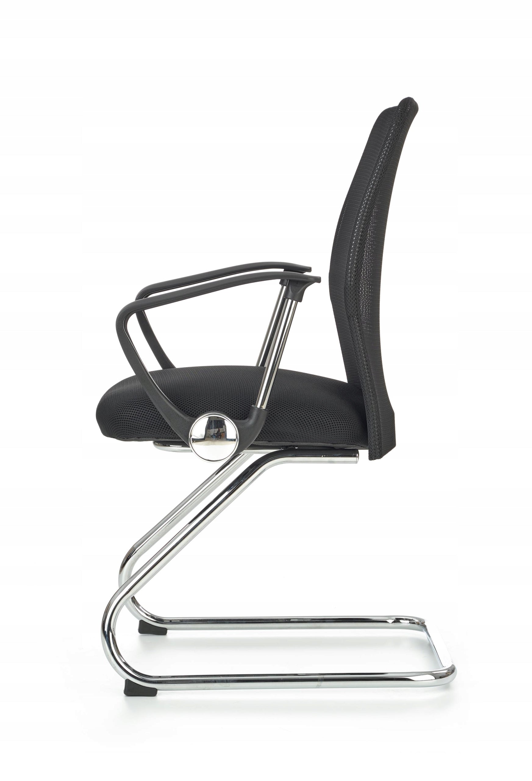 STATIONARY CHAIR ON SKIDS FOR OFFICE BLACK VIRE SKID MESH + MEMBRANE Brand Halmar