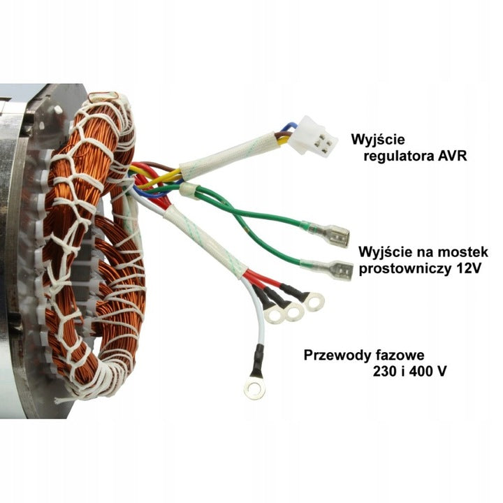 STATOR COPPER 400V 110MM 11CM GENERATOR FOR AGGREGATE 3PHASE STRONG 230/400V Manufacturer code STOJAN 110MM 3FAZY MIEDZIANY KRAFT