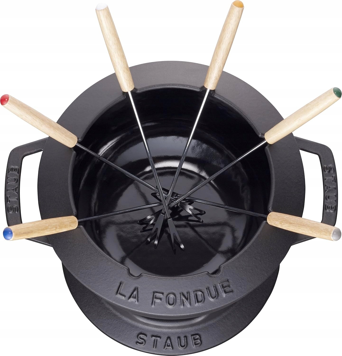 STAUB enamelled cast iron fondue set 2.35l up to 6 people black"} Capacity 2.8 l