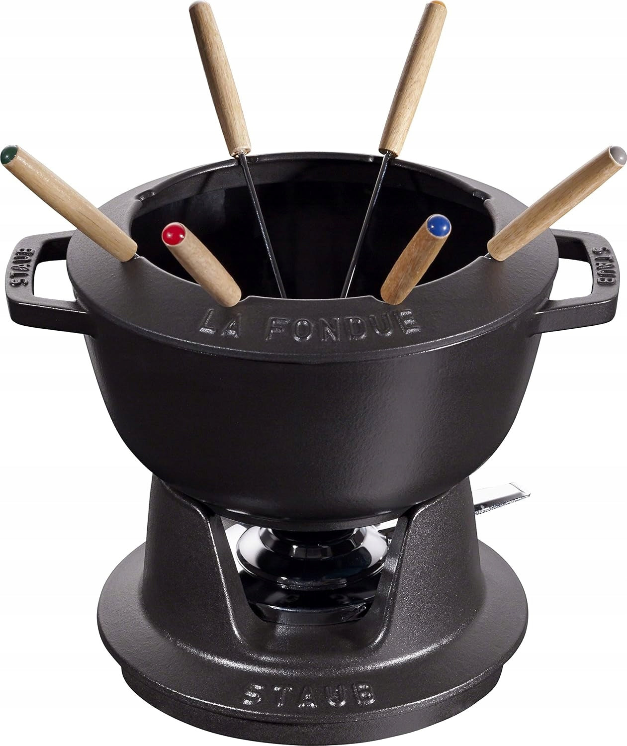 STAUB enamelled cast iron fondue set 2.35l up to 6 people black"}