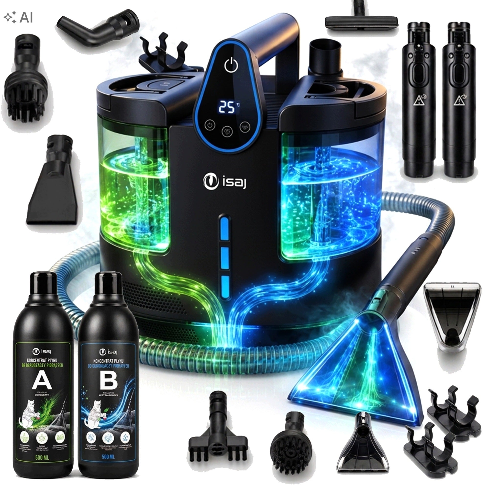 STEAM CLEANER FOR CARPET UPHOLSTERY ISAJ 1700W 10IN1 LAUNDRY SET