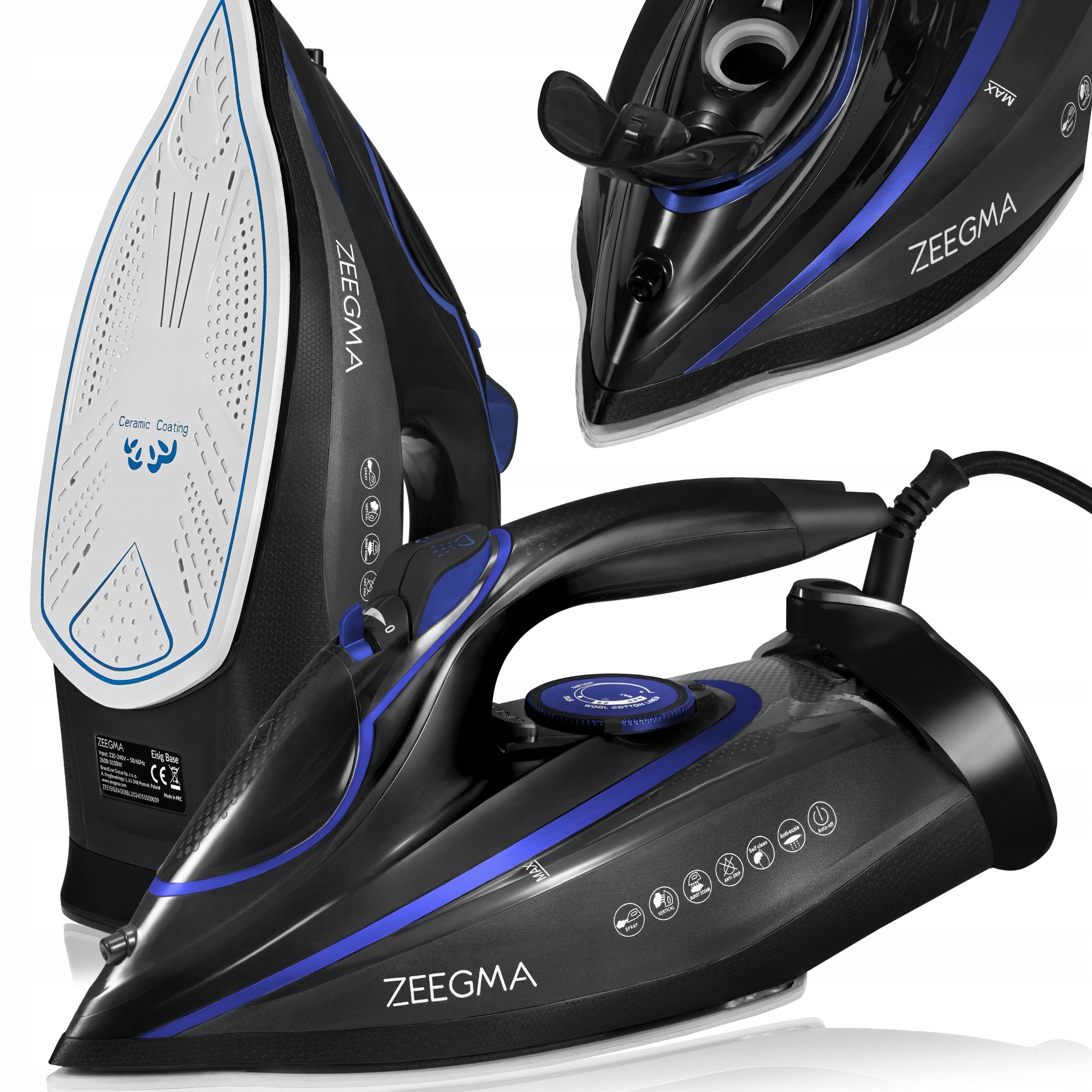 STEAM IRON 3100W HIGH POWER CERAMIC COATING INNOVATION ANTI-DRIP