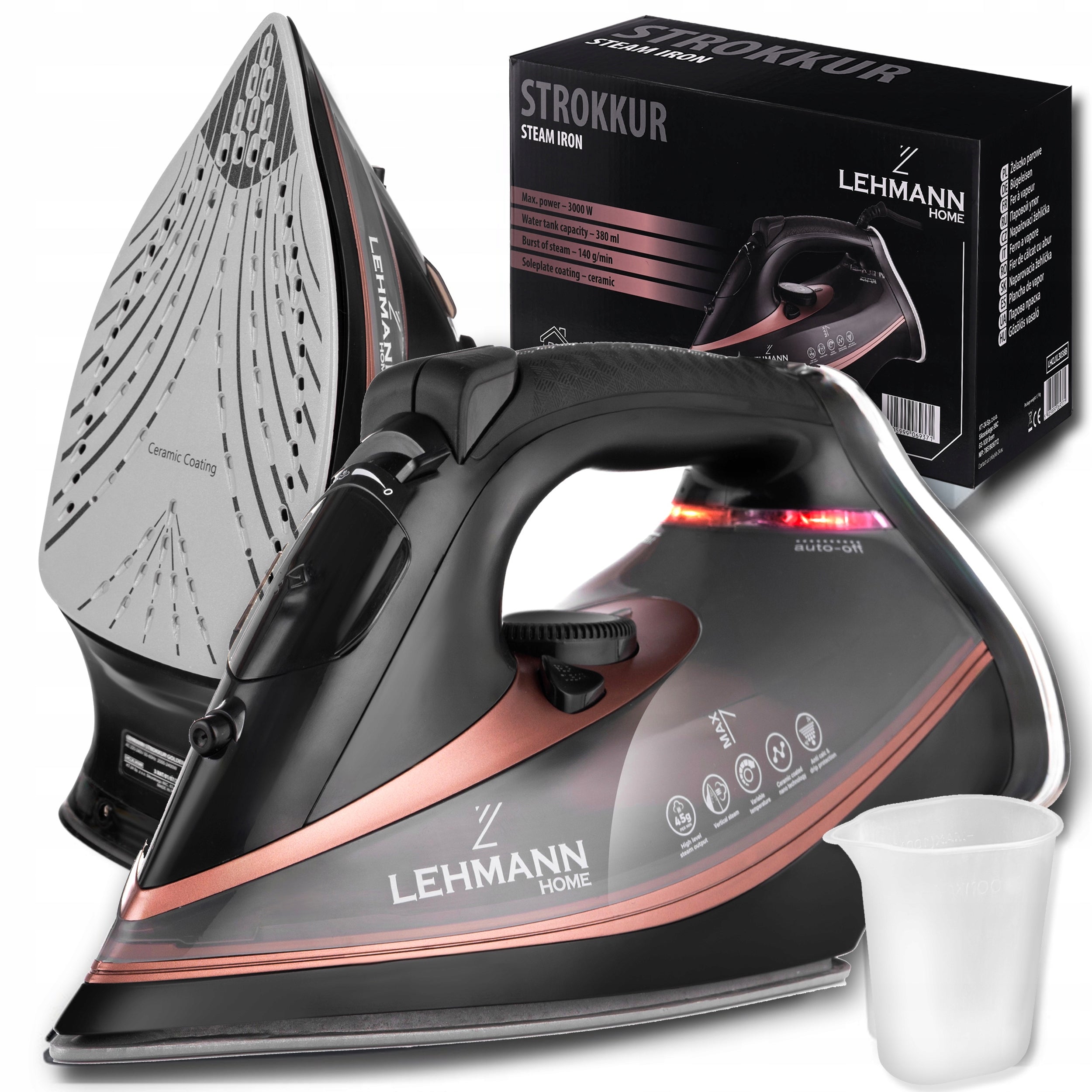 STEAM IRON CERAMIC STRONG 3000W ANTI-DRIP FIREFIGHTER COATING 140G/MIN