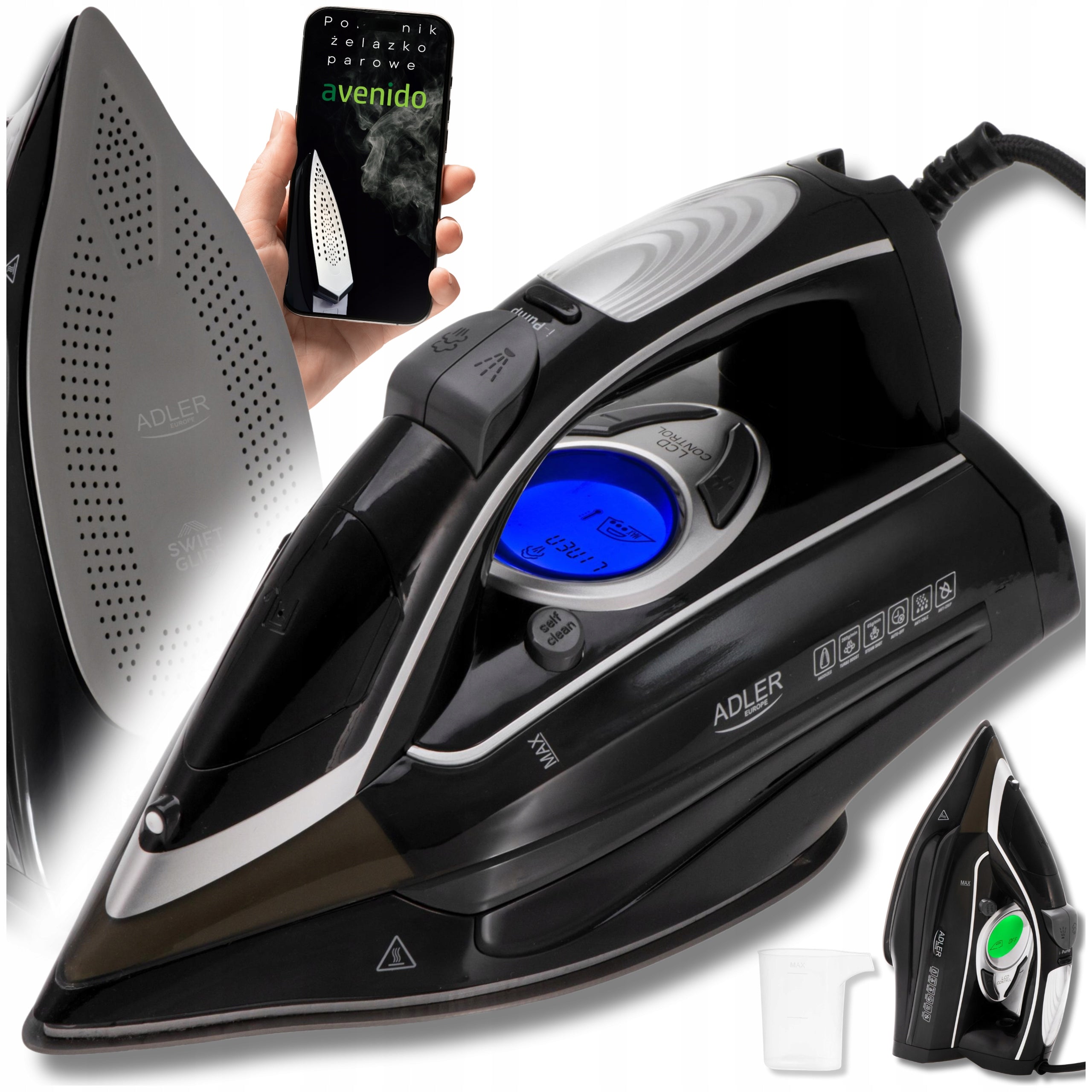 STEAM IRON CERAMIC strong 3000W anti-drip FIREFIGHTER CALC LCD DISPLAY