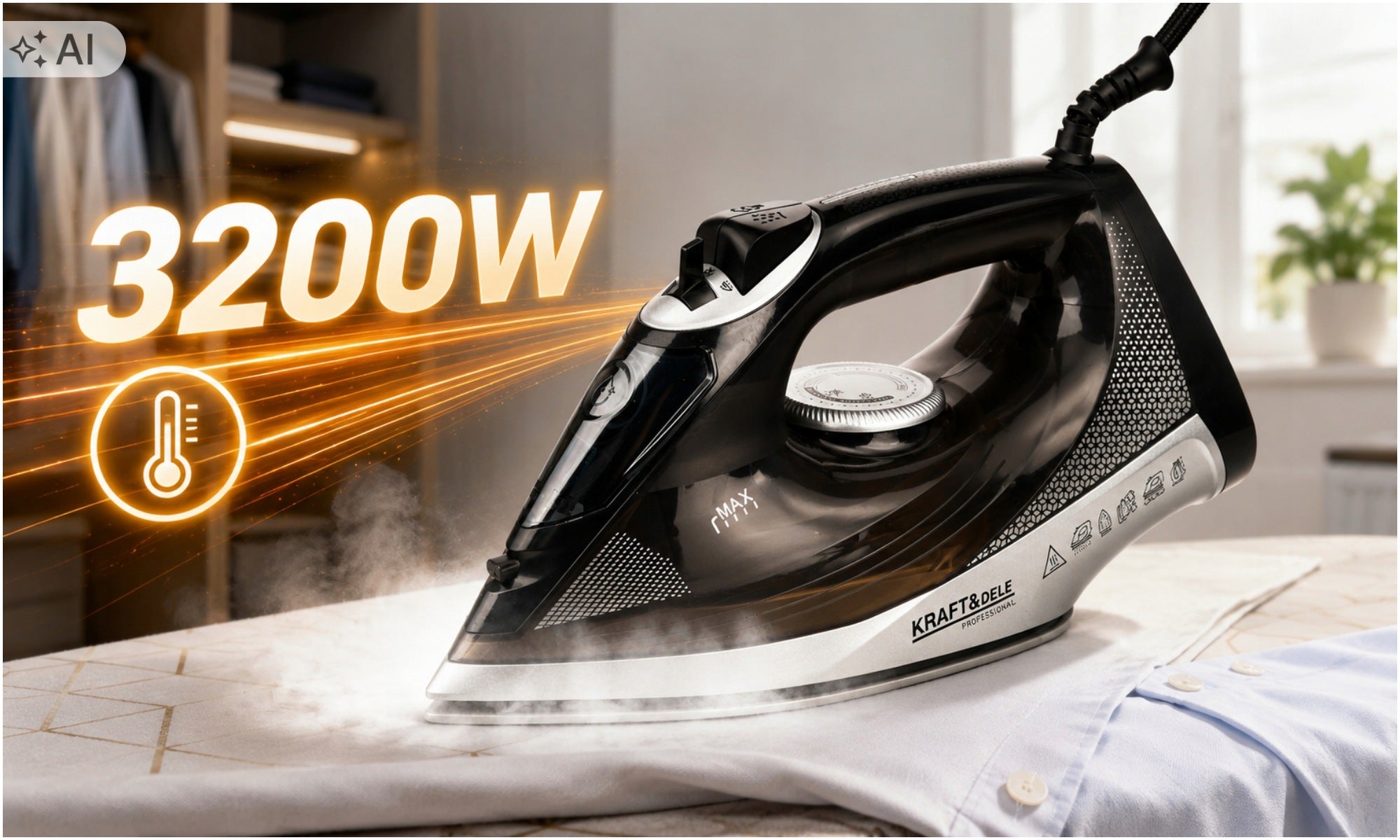 STEAM IRON HAND CERAMIC FIREFIGHTER 3200W ANTI DRIP ANTI CALC STRONG Manufacturer code ŻELAZKO PAROWE CERAMICZNE