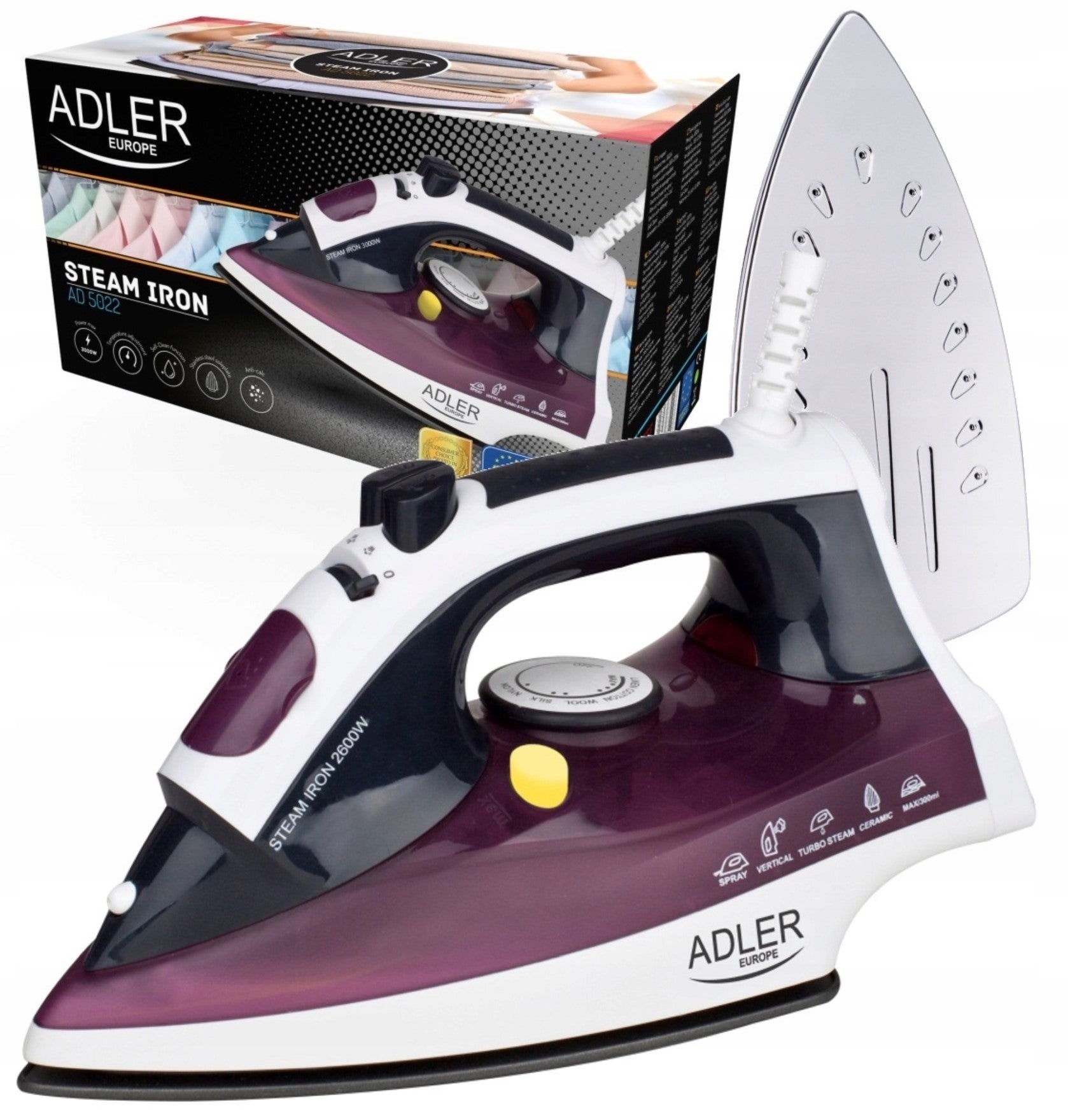 STEAM IRON STRONG 3000W STEEL FOOT WASHER SELF CLEANING