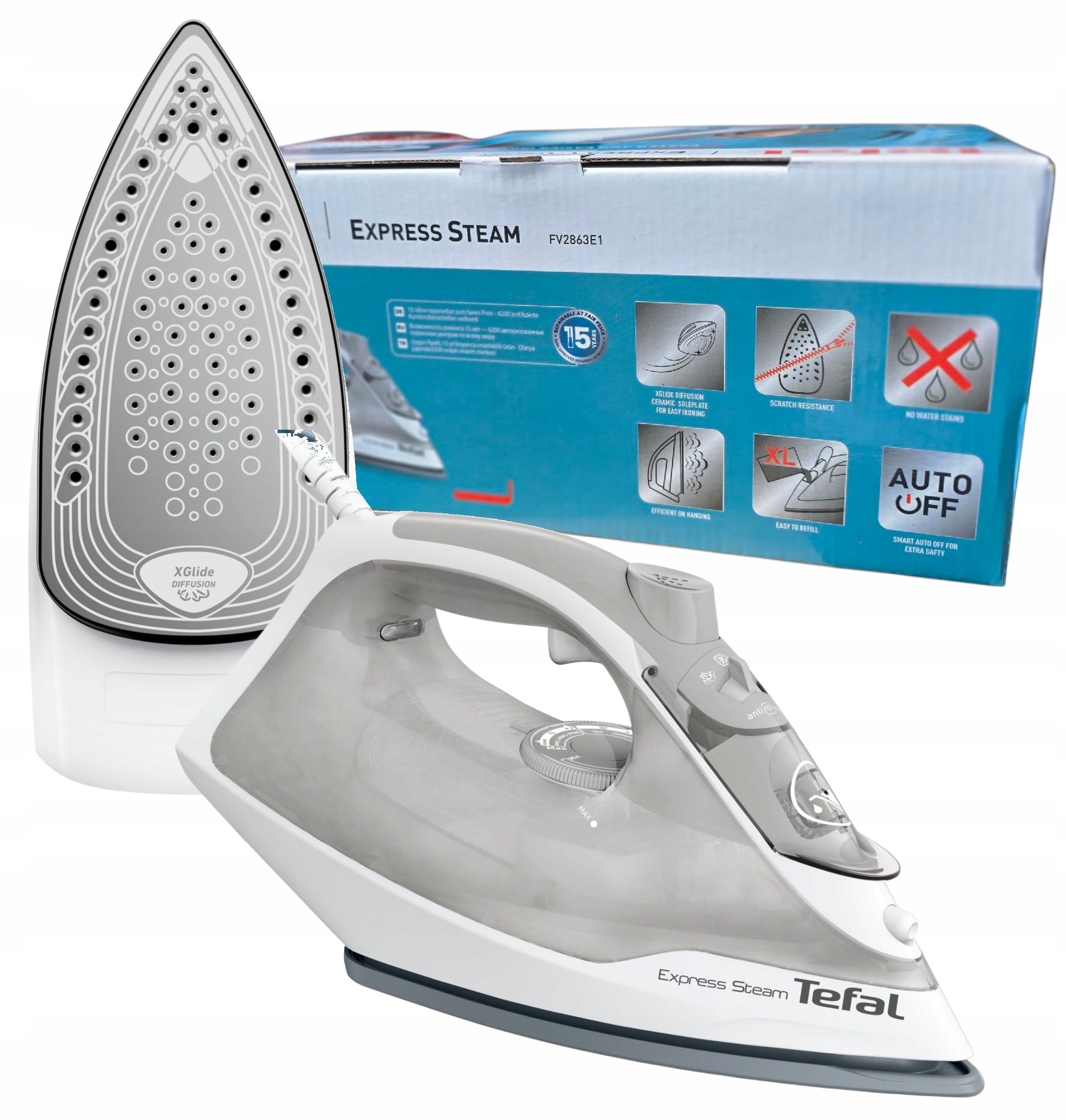 STEAM IRON TEFAL Virtuo FV2863 2500W 200g/min AUTO-OFF FIREMAN