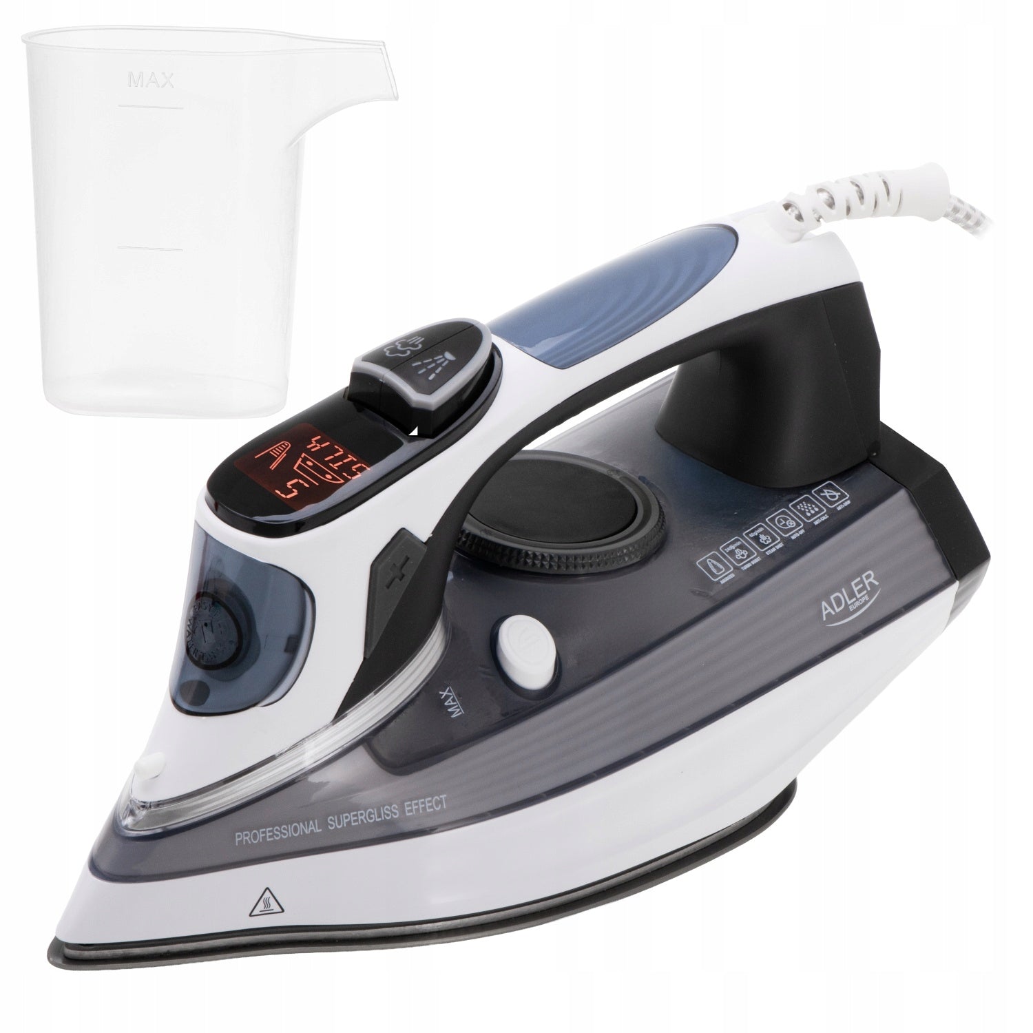 STEAM IRON with LCD 11 temperature settings ANODIZED SWIFT GLIDE foot Packaging status original