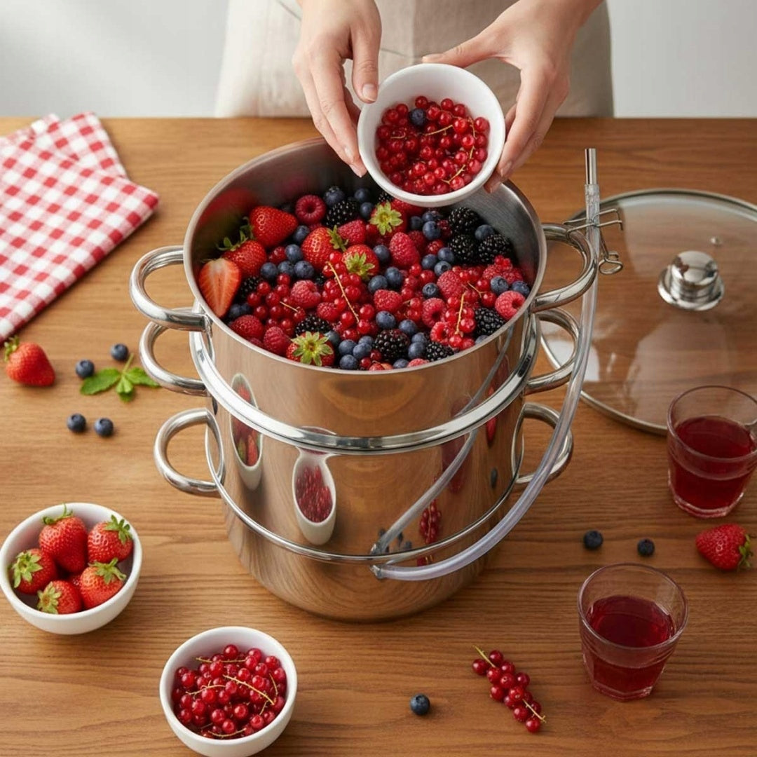 STEAM JUICER - ALL TYPES OF COOKERS - STEEL - 8L - 30x40 CM Packaging status original