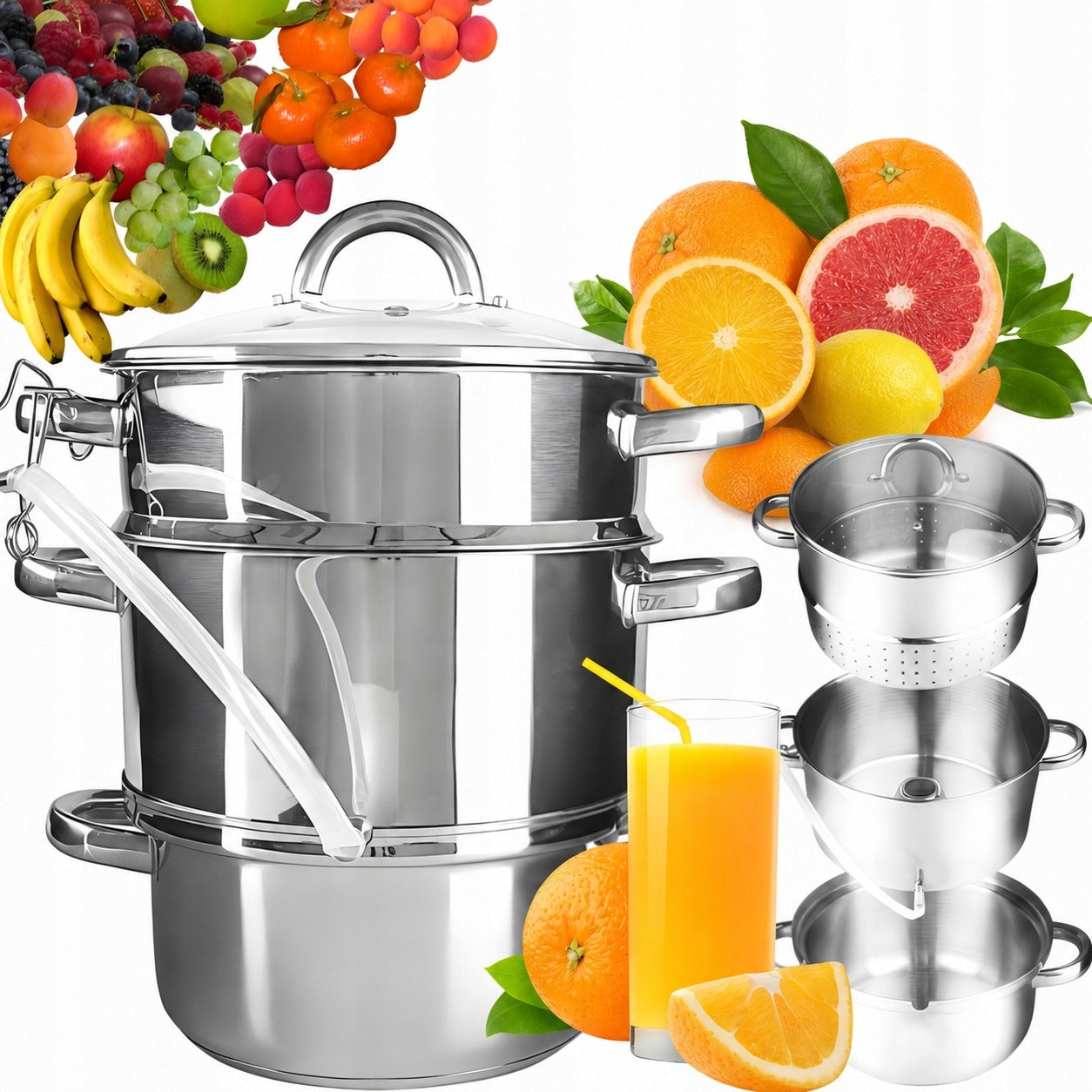 STEAM JUICER JUICE POT 8 L FOR EACH STOVE INDUCTION GAS LARGE STEEL