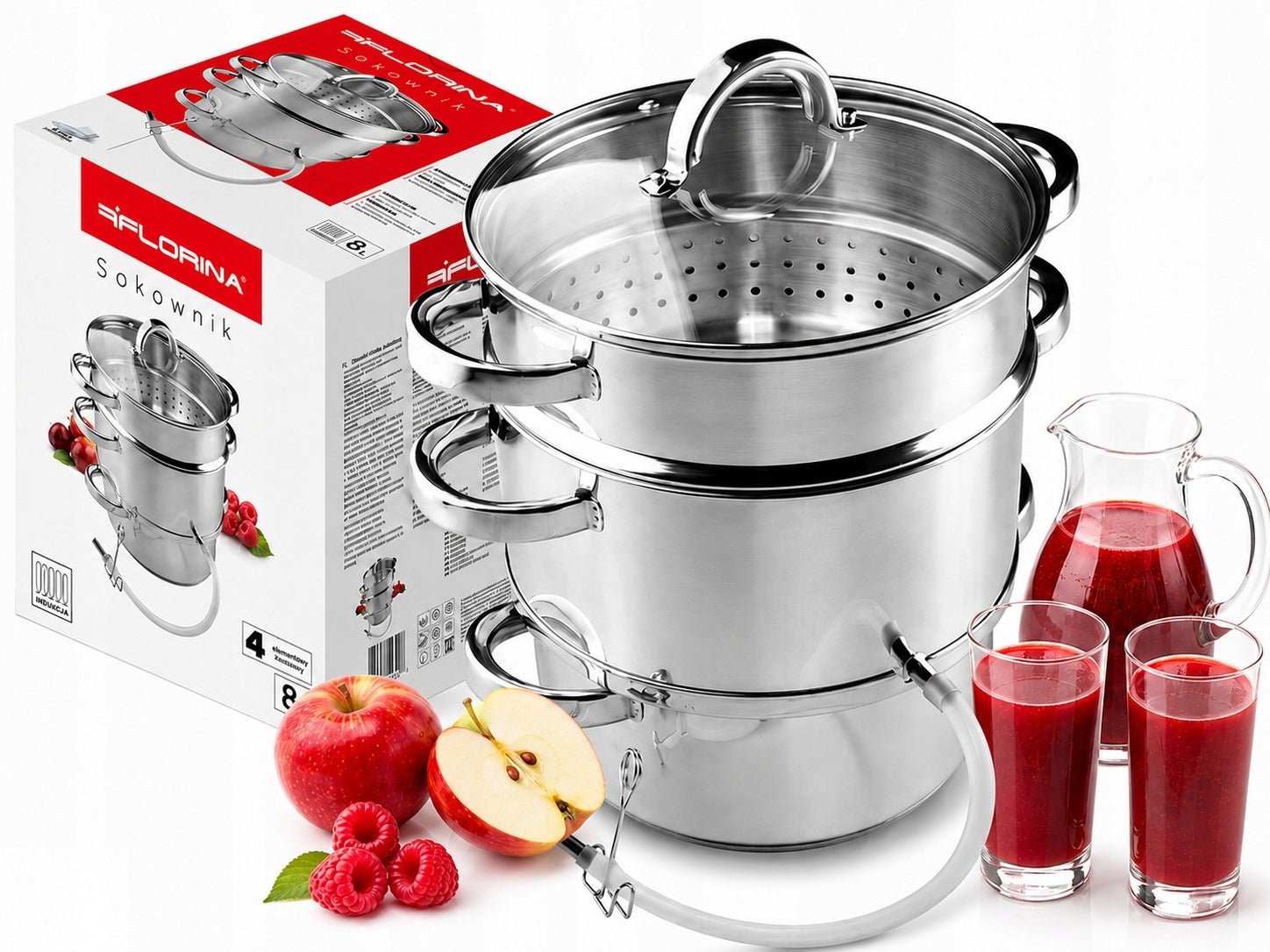 STEAM JUICER LARGE 8L STAINLESS STEEL POT INDUCTION GAS FLORINA