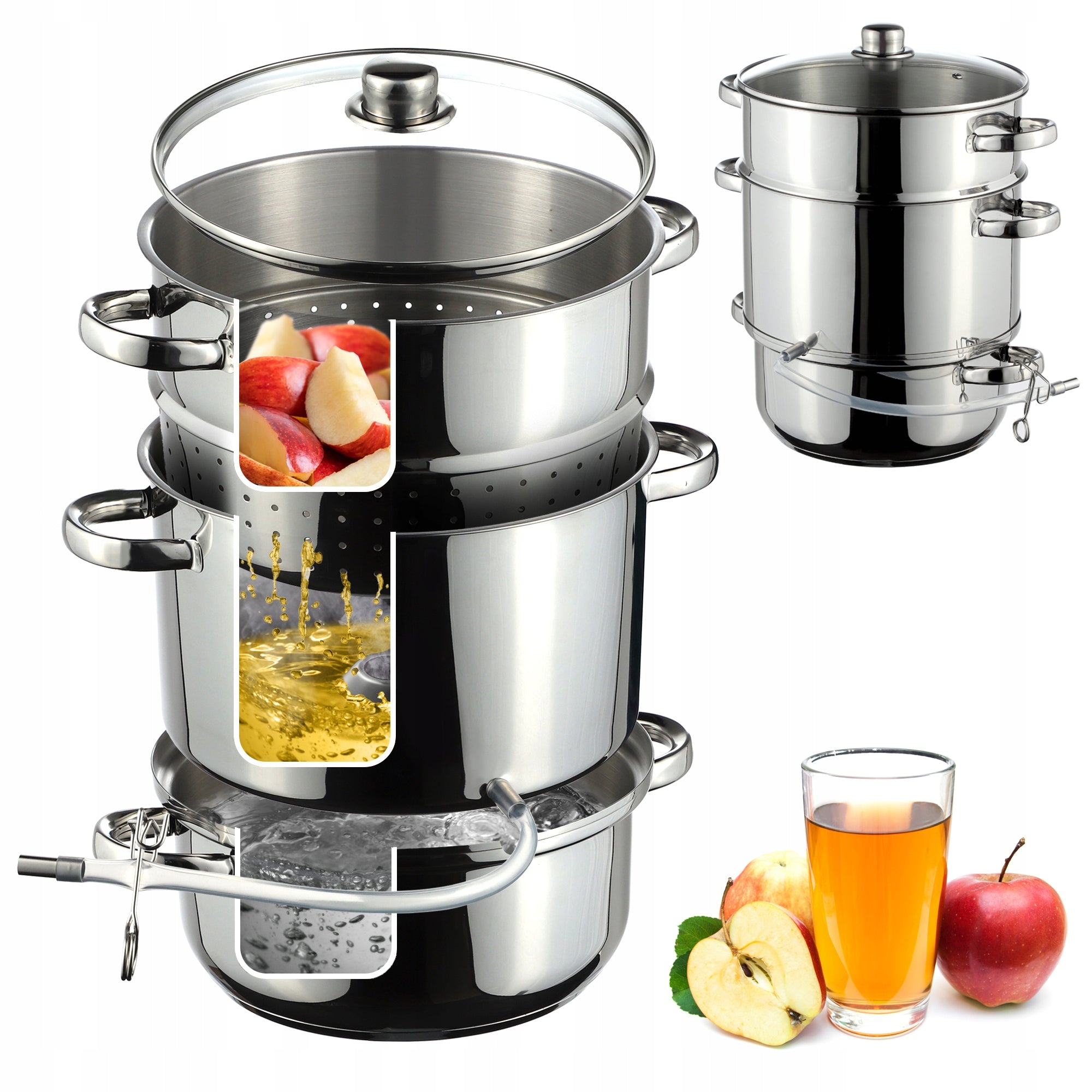 STEAM JUICER LARGE 8L STEEL INDUCTION GAS JUICE POT 3in1 STAINLESS Packaging status original