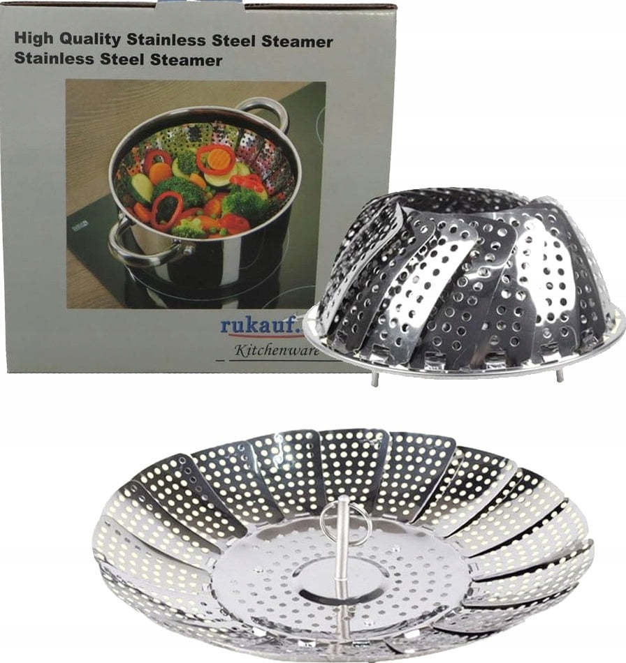 STEAM POT FOLDING 17-27CM STAINLESS STEEL BASKET COOKING BIO