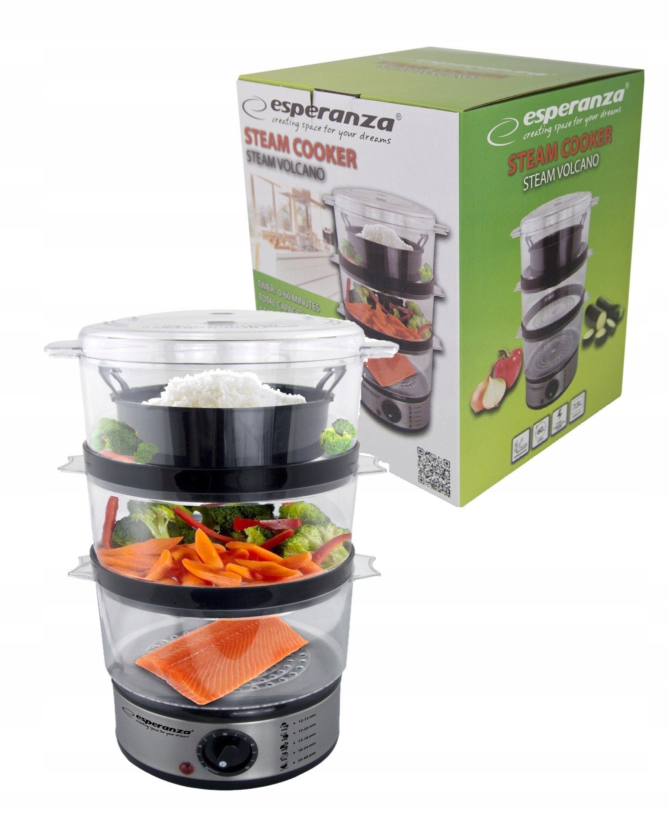 STEAM VOLCANO STEAMER 400W 7,5L 3 LEVELS TIMER HEALTHY COOKING
