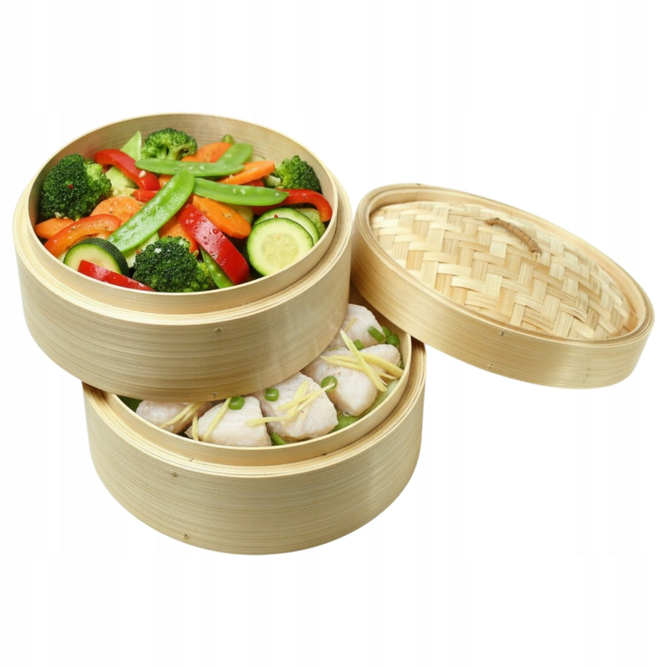 STEAMER 20 CM TWO-LEVEL EVAPORATOR BAMBOO ROUND DOUBLE STEAMER