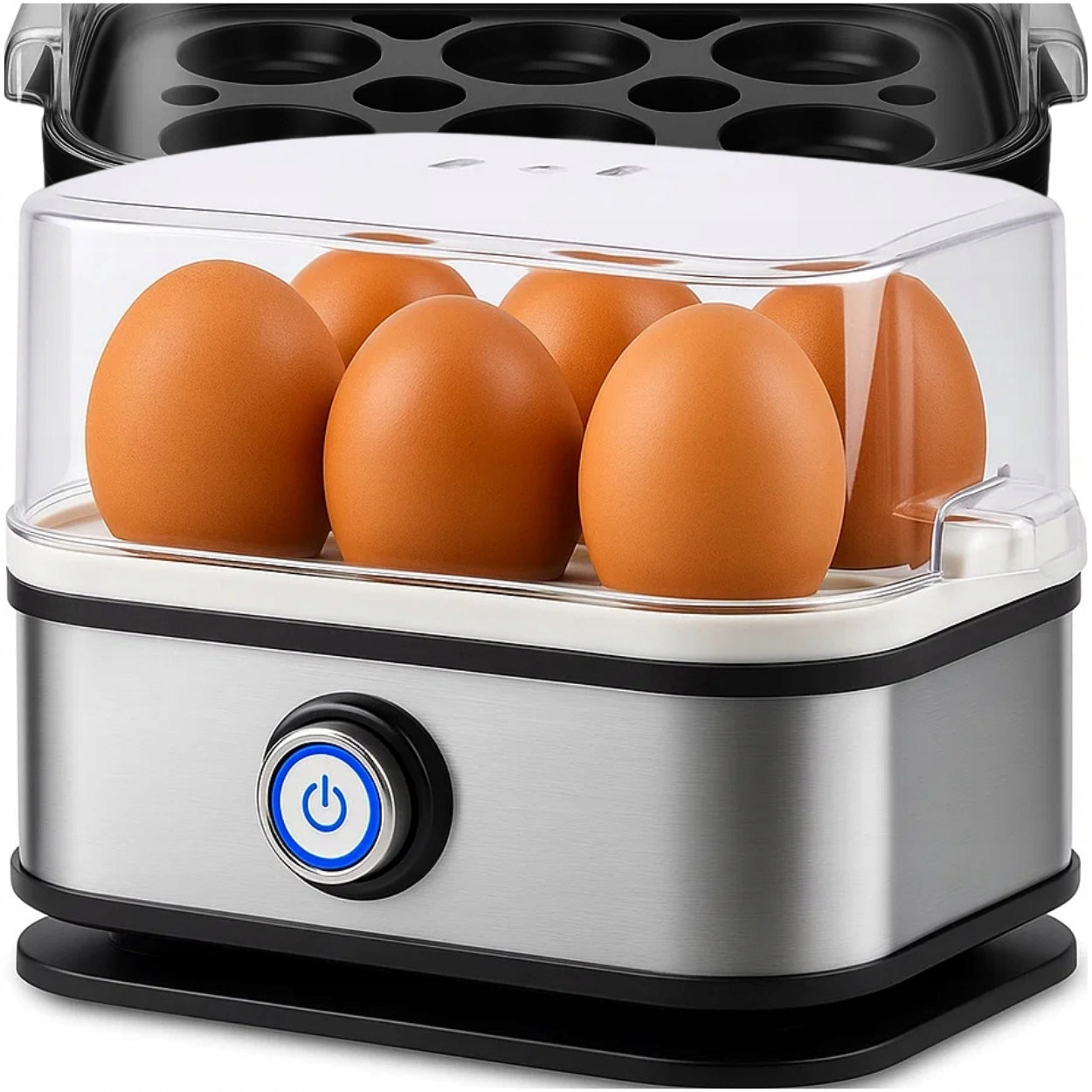 STEAMER EGG COOKER 6 EGGS OMELET VEGETABLES ELECTRIC SCOOP 200W