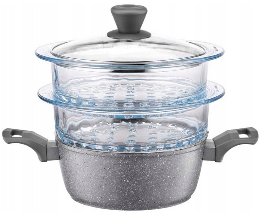 STEAMER POT STEAMER 2 levels GLASS SIEVES INDUCTION 20cm