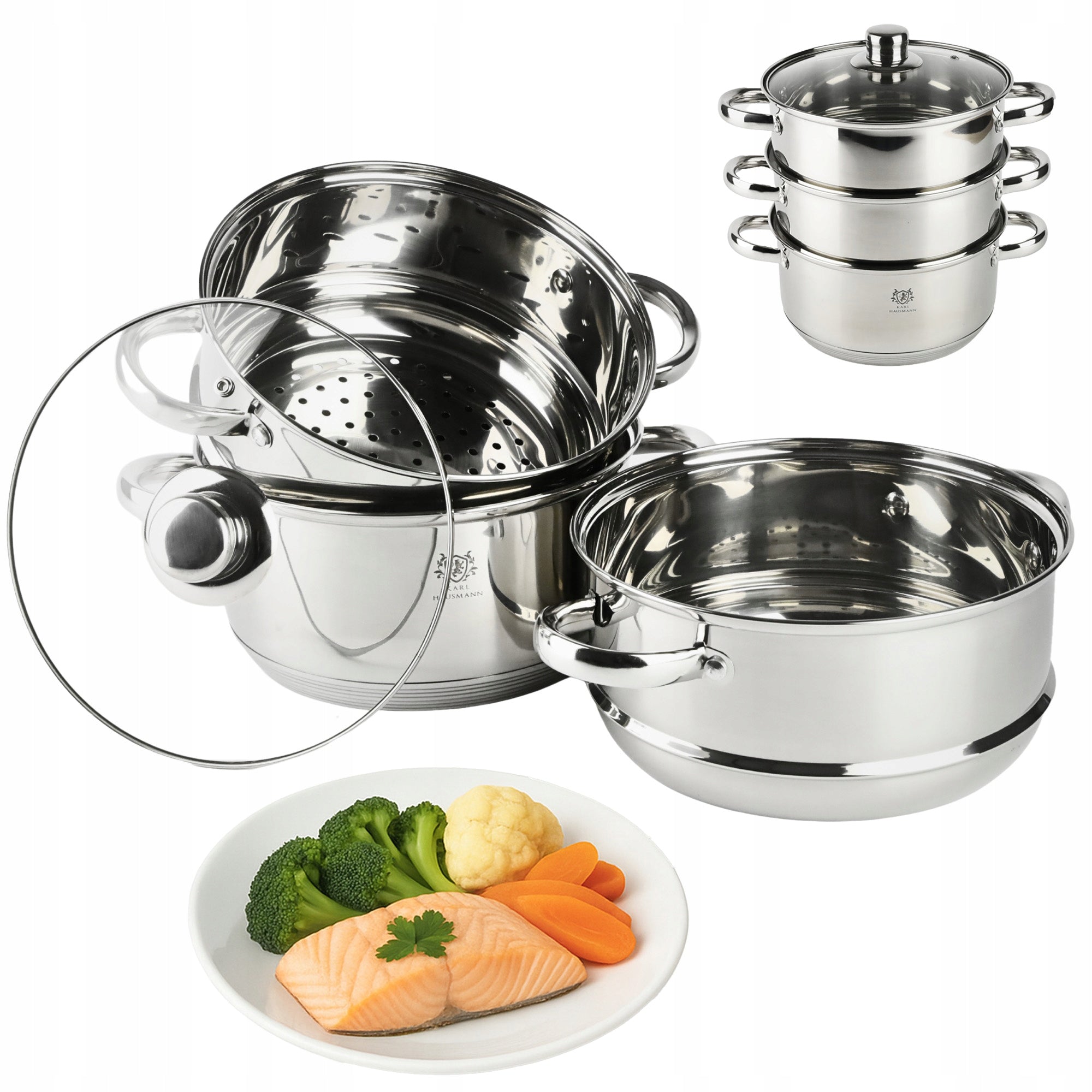 STEAMING POT 2,4L STEAMER STAINLESS STEEL LID INDUCTION