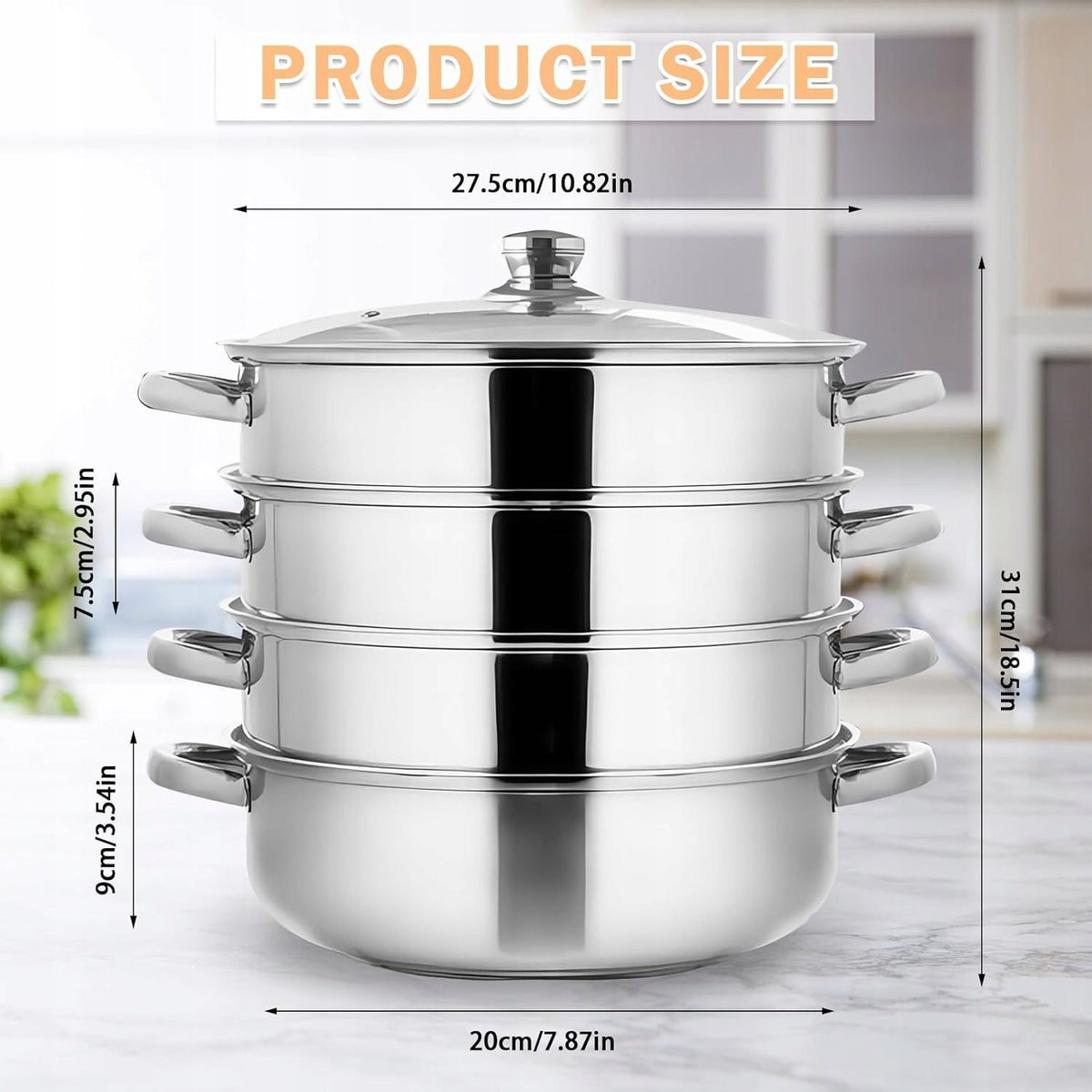 STEAMING POT 28 CM STAINLESS STEEL CARTRIDGE Brand IE