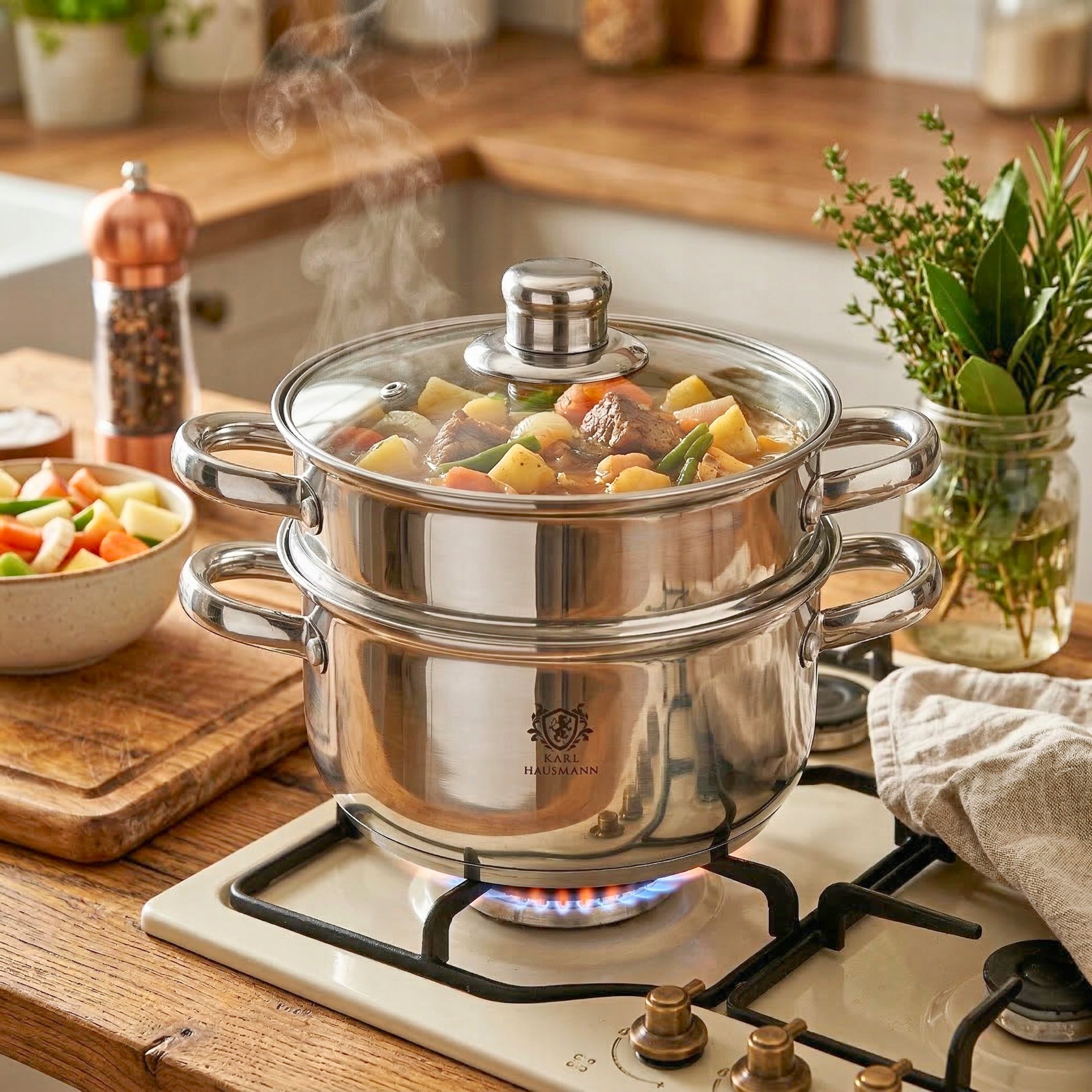 STEAMING POT STEAMER 2,1L 18CM POT INDUCTION GAS POTS Manufacturer code HASU1A