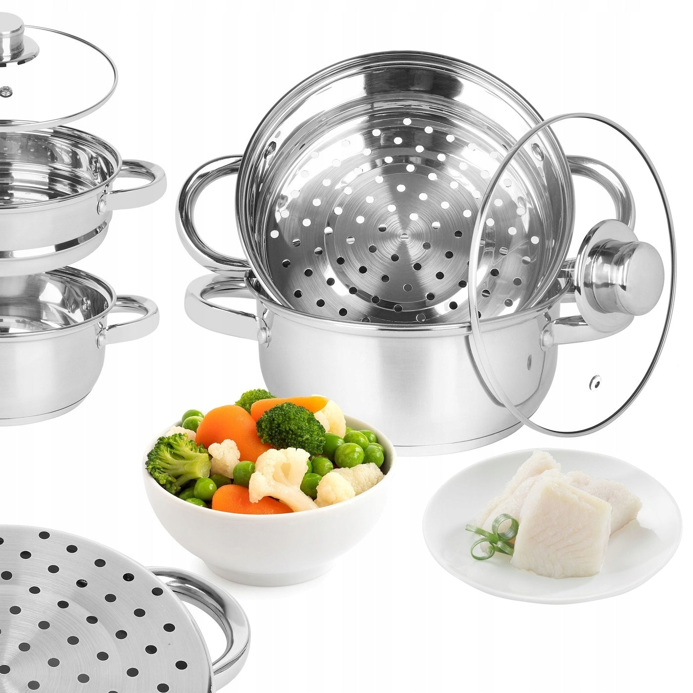STEAMING POT induction gas 2L steamer STRAINER LID Tadar