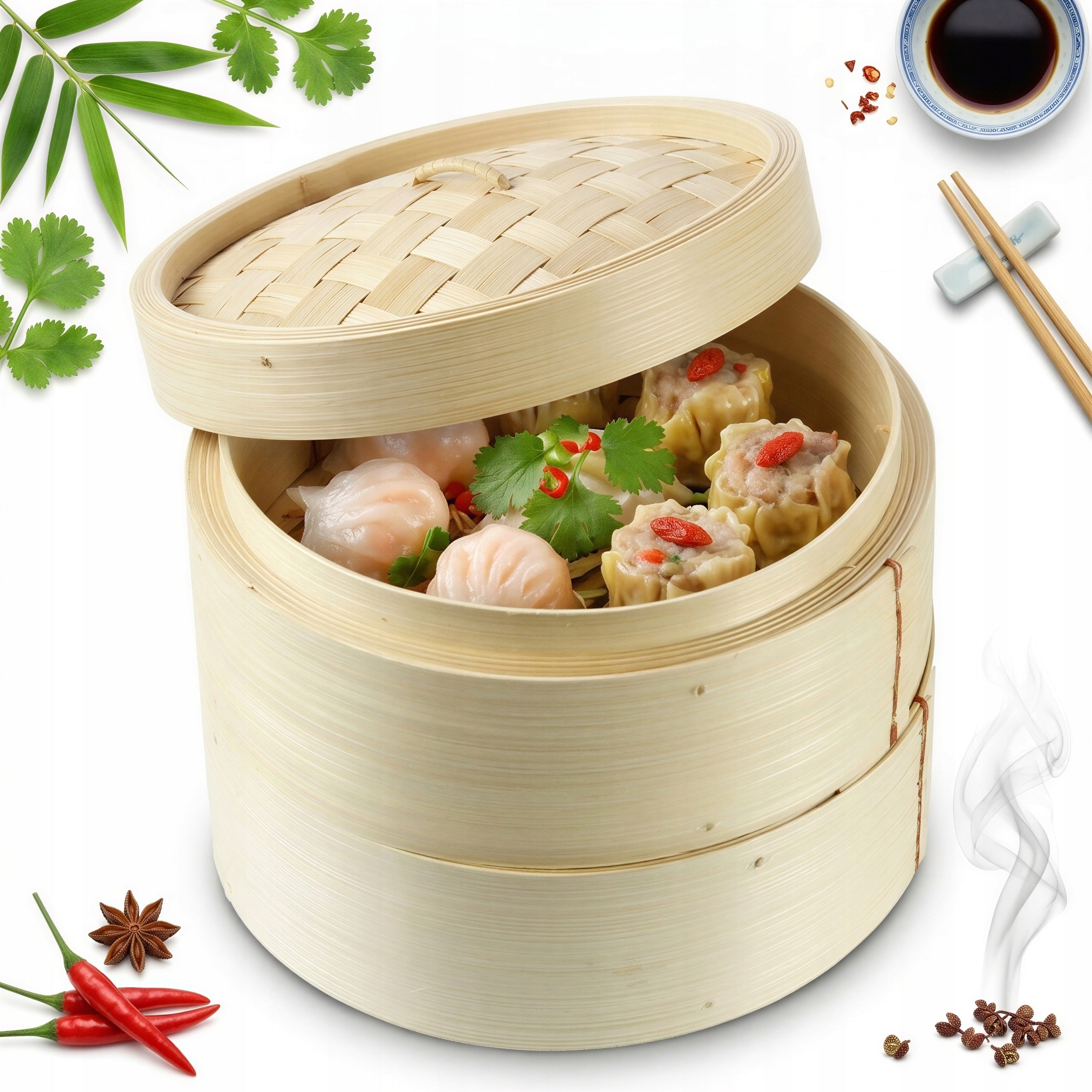 STEAMING STEAMER BAMBOO ROUND 20,3 CM SET OF 3