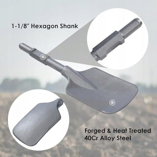 STEEL DEMOLITION SHOVEL FOR HAMMER PH65 95A CONCRETE MIXER BUILDER Impact energy 1 J