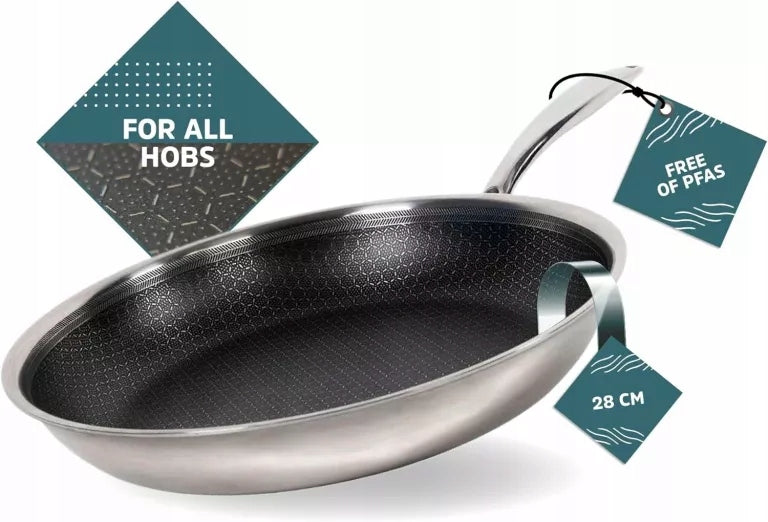 STEEL HYBRID FRYING PAN CASPER SOBCZYK 28CM 2,5L FOR DISHWASHER, NO PFAS!