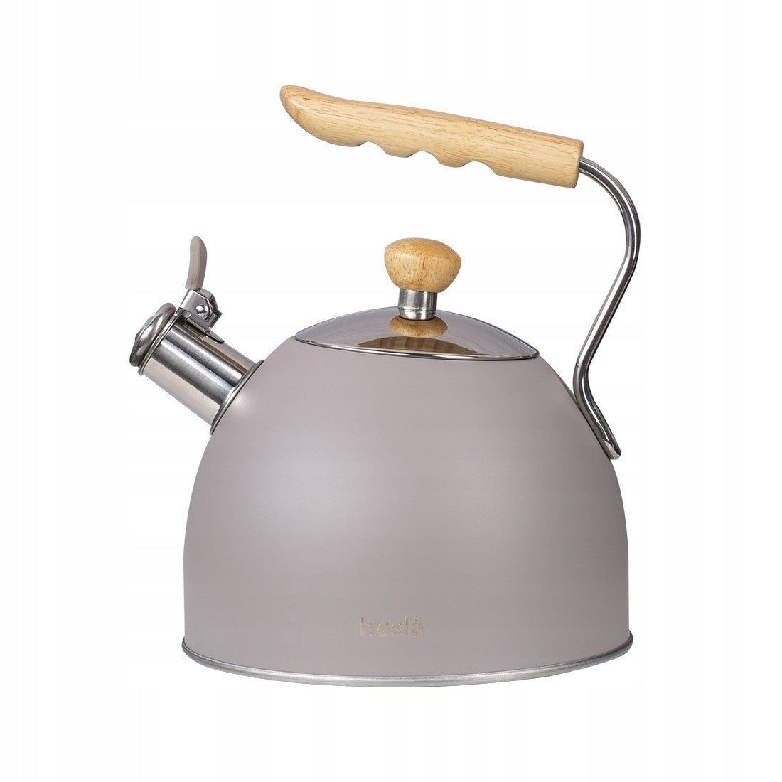 STEEL KETTLE FOR GAS 2,5L GREY WITH WHISTLE WOODEN HANDLE INDUCTION