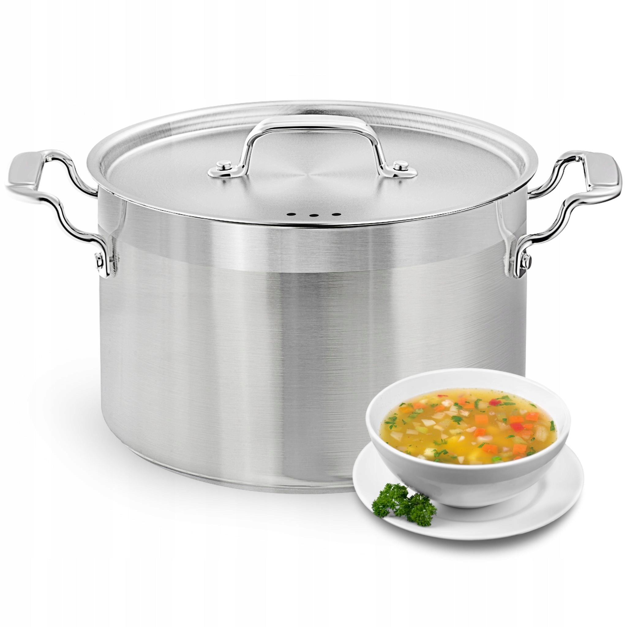STEEL POT WITH LID 4L INDUCTION NUTRICHEF HANDLES