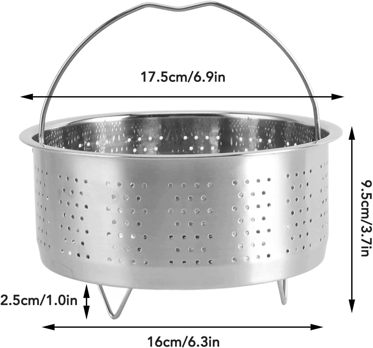 STEEL STEAM BASKET WITH RICE SUGAR REMOVAL HANDLE