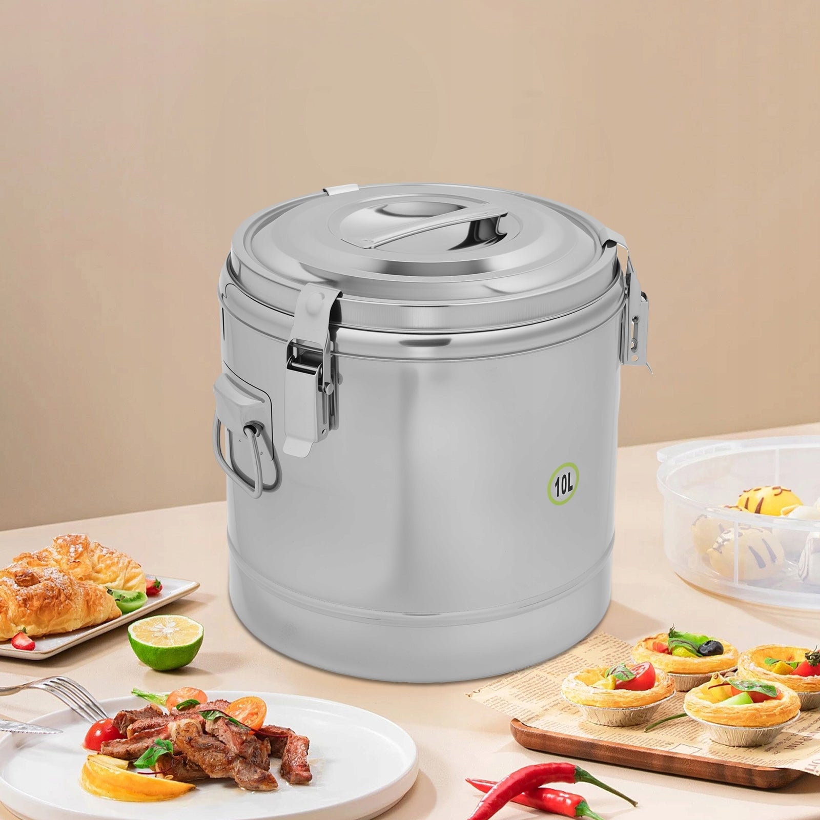 STEEL THERMOS BUCKET 10L FOR FOOD 12H INSULATED SOUP CONTAINER WITH LID Packaging status original