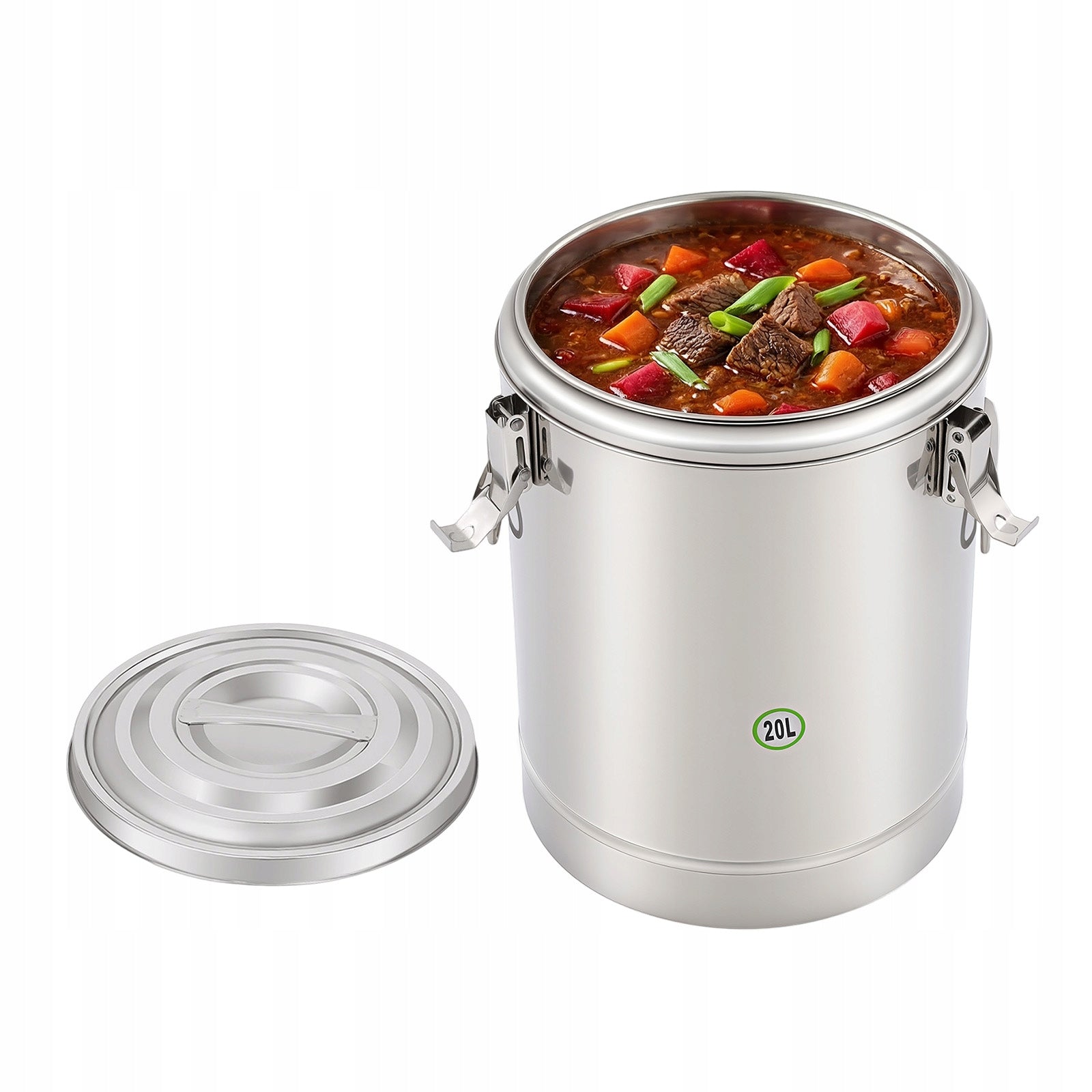 STEEL THERMOS BUCKET 20L FOR FOOD 12H INSULATED SOUP CONTAINER WITH LID