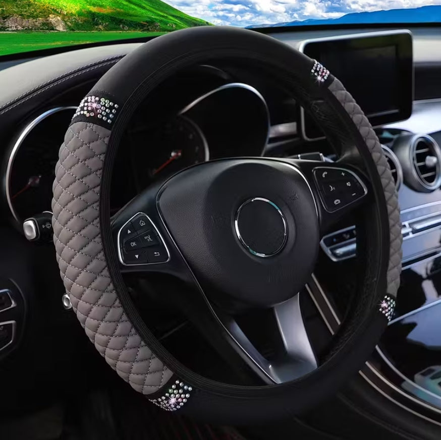 STEERING WHEEL COVER GREY QUILTED COVER UNIVERSAL 36-38CM Packaging status original