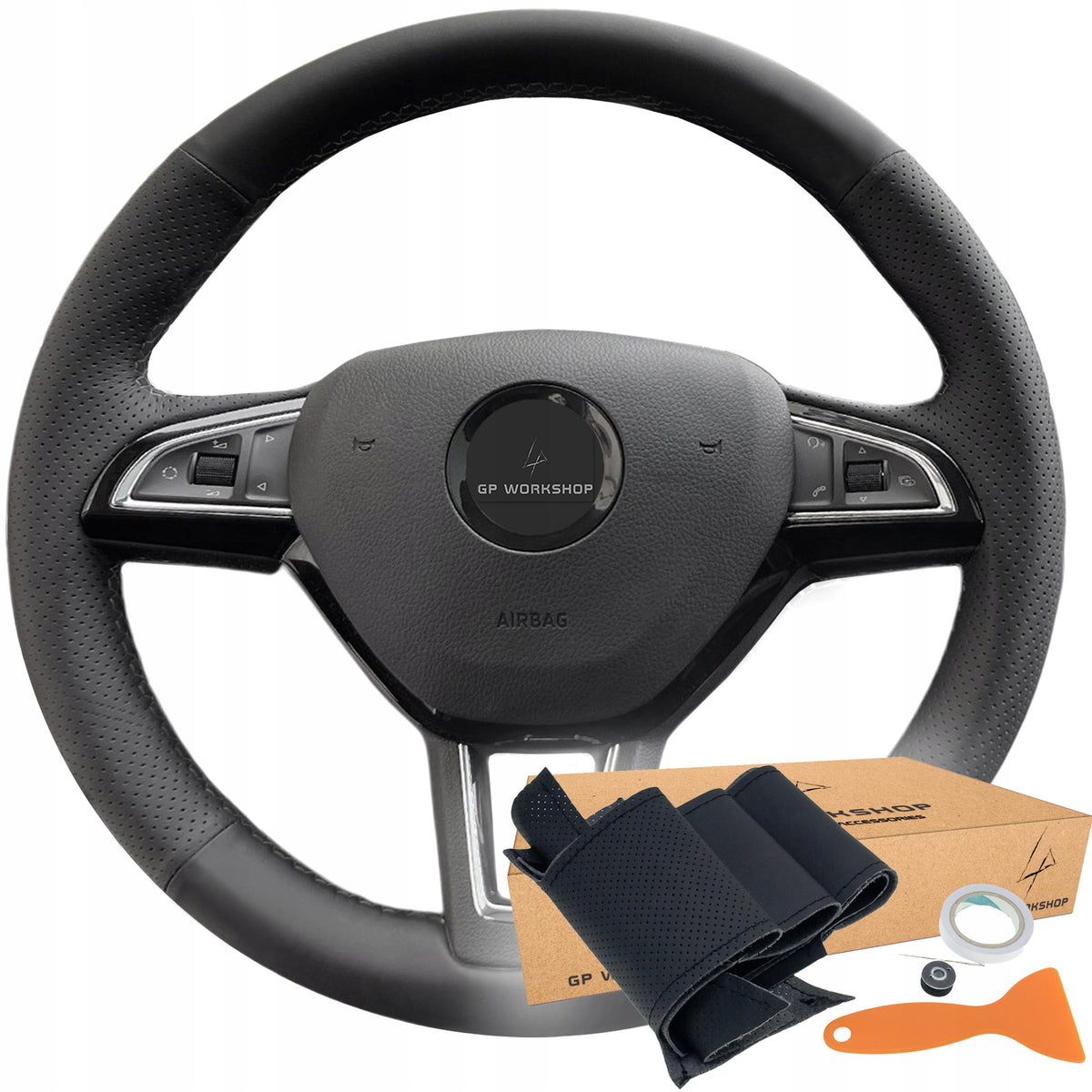STEERING WHEEL COVER HEM FOR SKODA OCTAVIA FABIA SUPERB RAPID KODIAQ