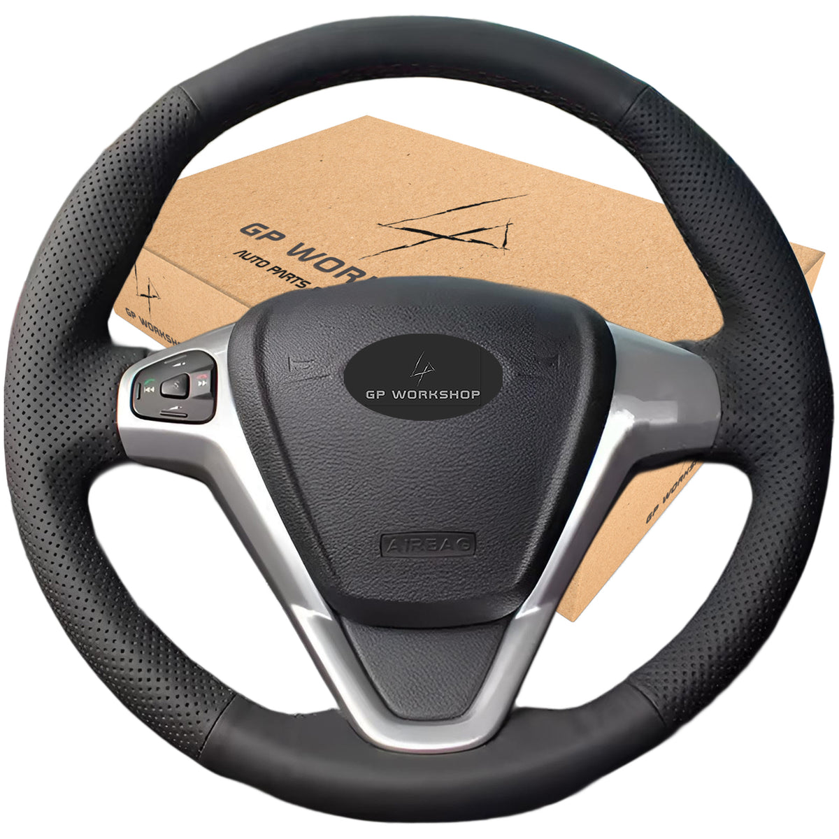 STEERING WHEEL COVER LEATHER FOR FORD ECOSPORT FIESTA Manufacturer's catalog number 5905600792339GPworkshop