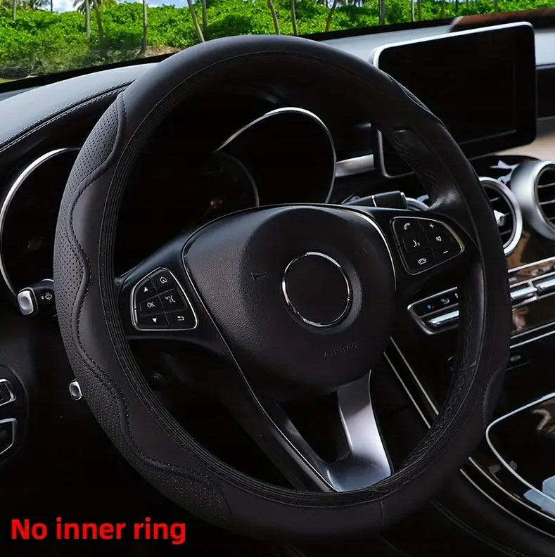 STEERING WHEEL COVER LUXURY BLACK CLASSIC LEATHER EAN (GTIN) 8424332050472