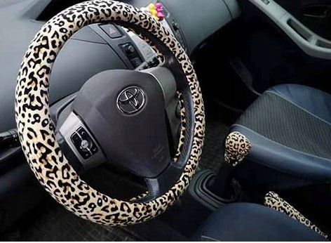 STEERING WHEEL COVER SET OF 3 LEOPARD GIFT Female Manufacturer no brand